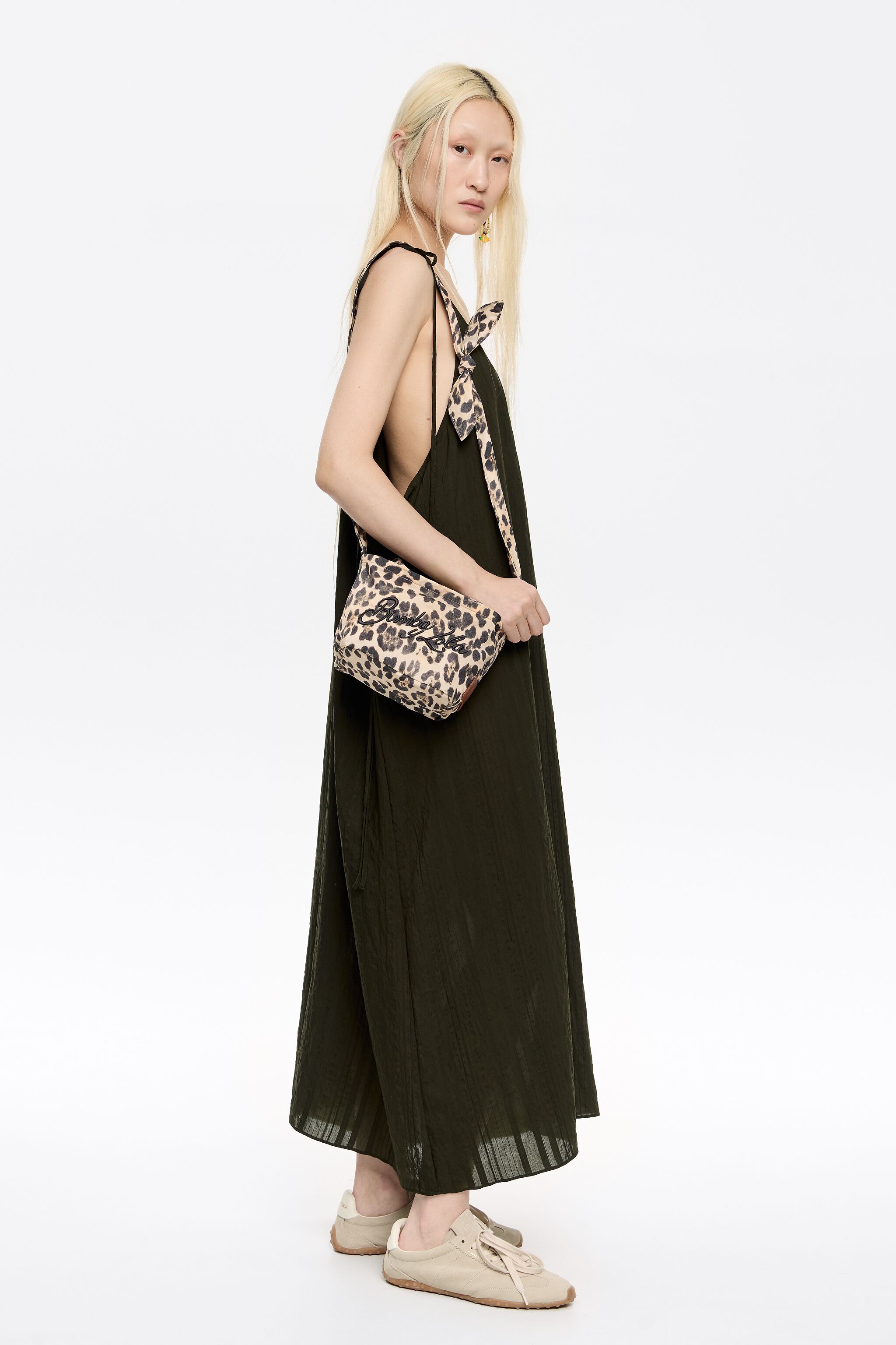 Beige Leopard mini shopper bag