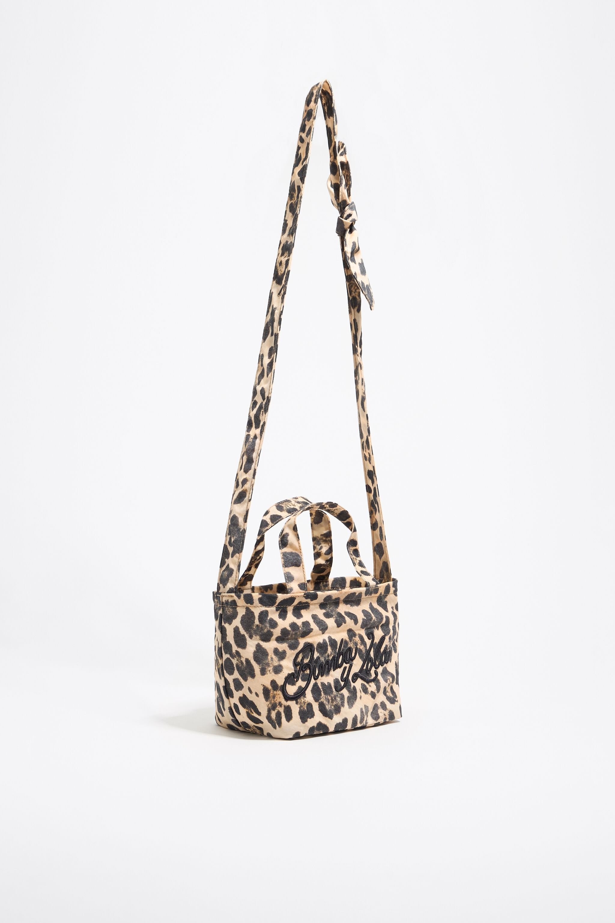 Beige Leopard mini shopper bag