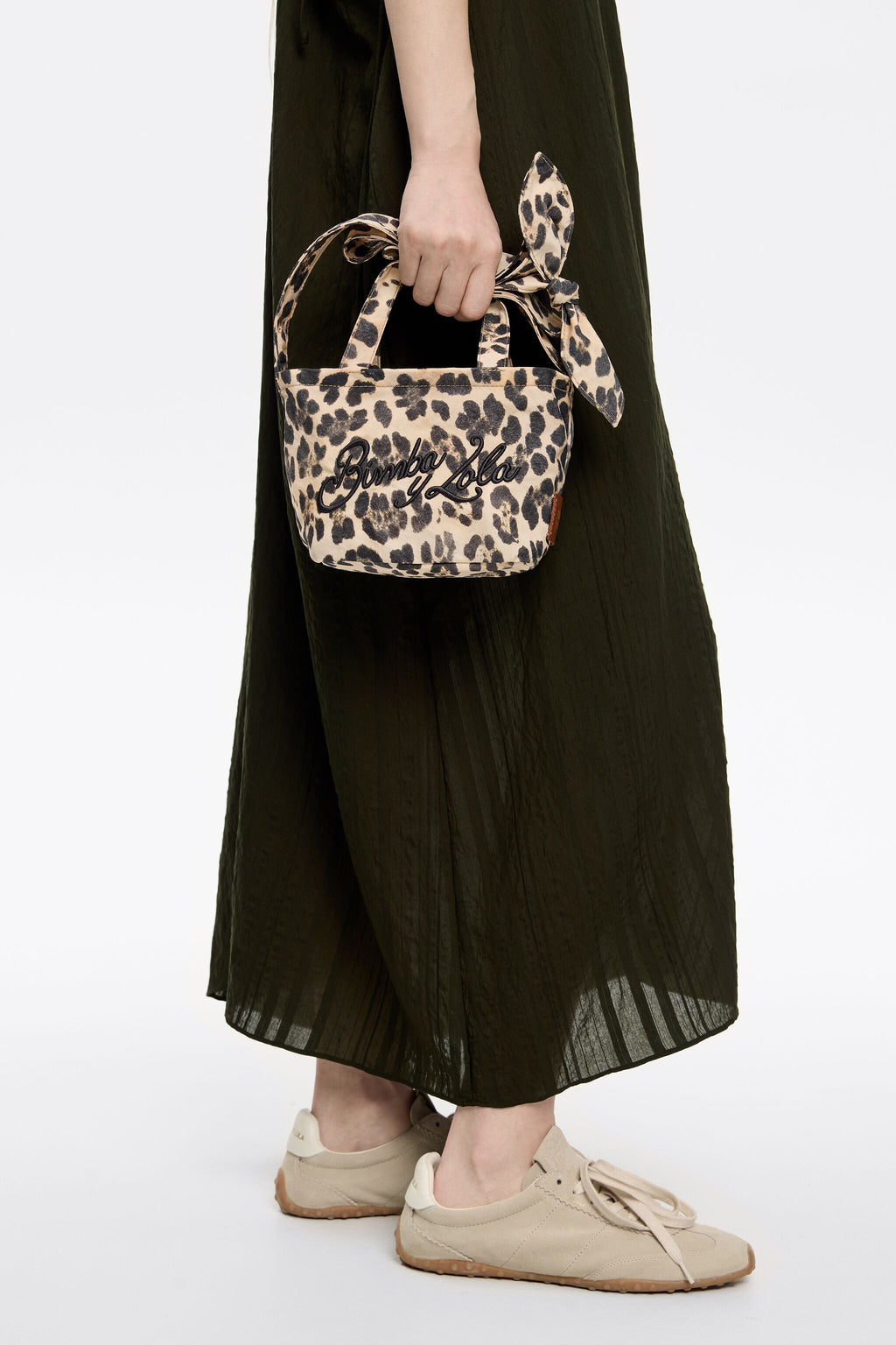 Beige Leopard mini shopper bag
