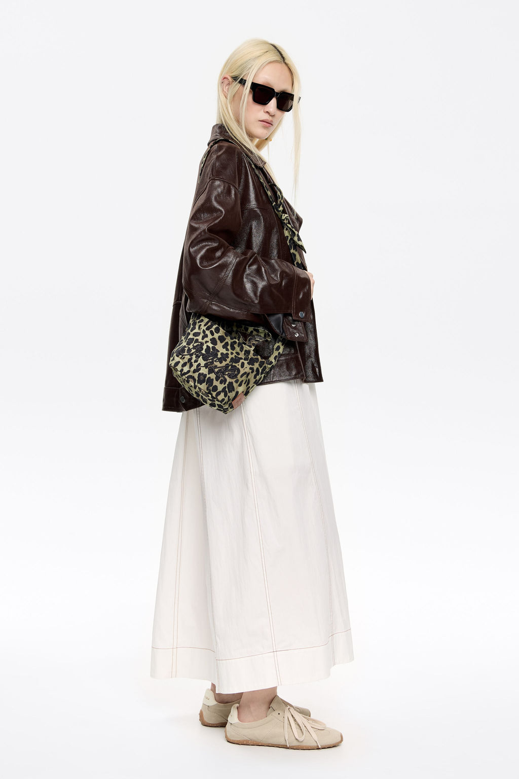 Khaki Leopard mini shopper bag