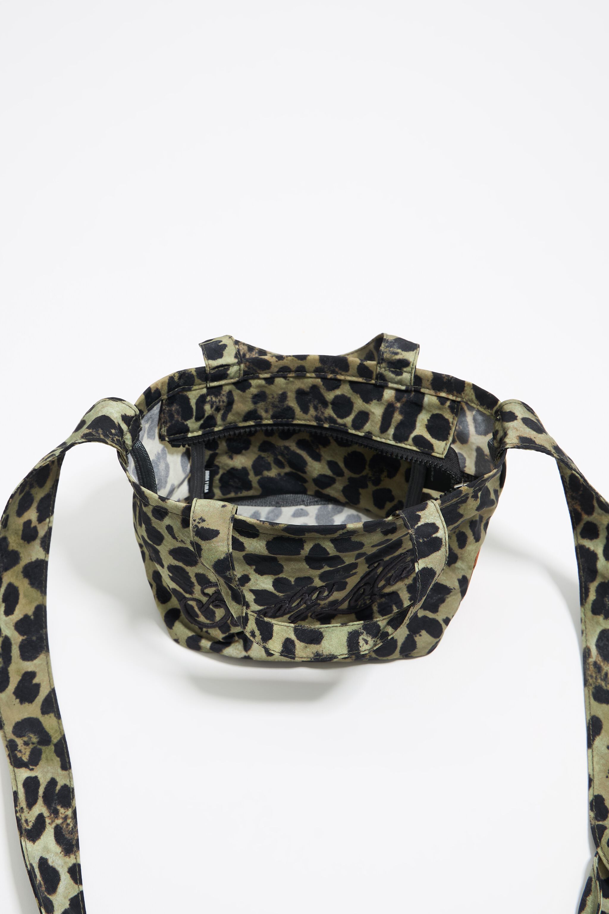 Khaki Leopard mini shopper bag