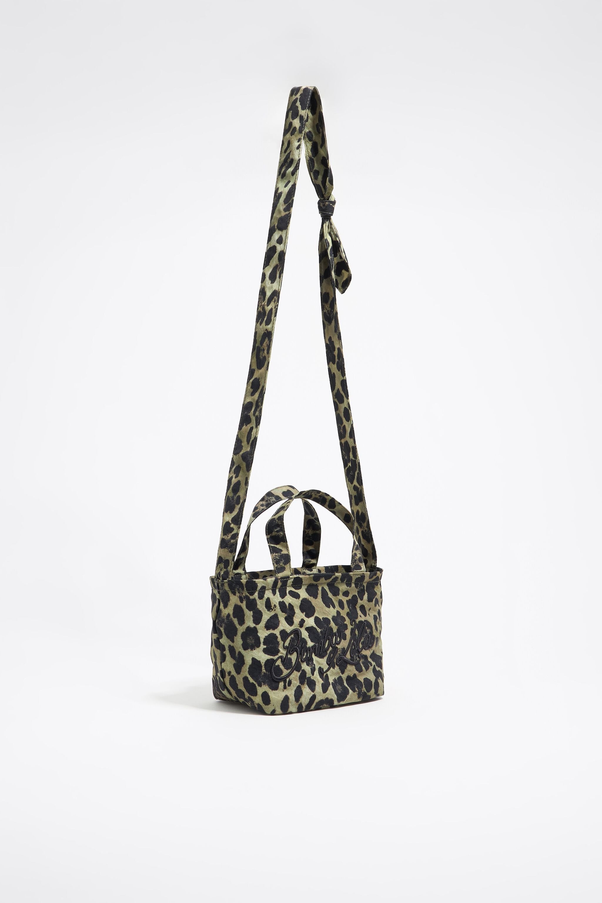 Khaki Leopard mini shopper bag