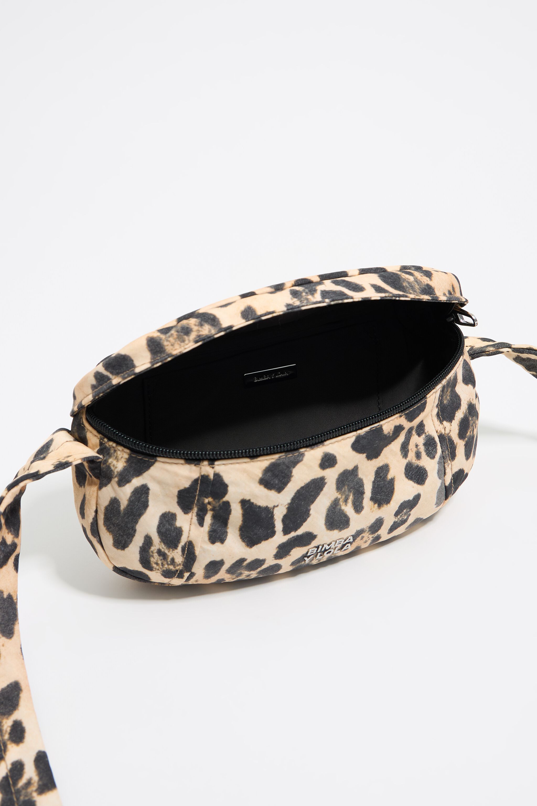 Small beige Leopard nylon bumbag