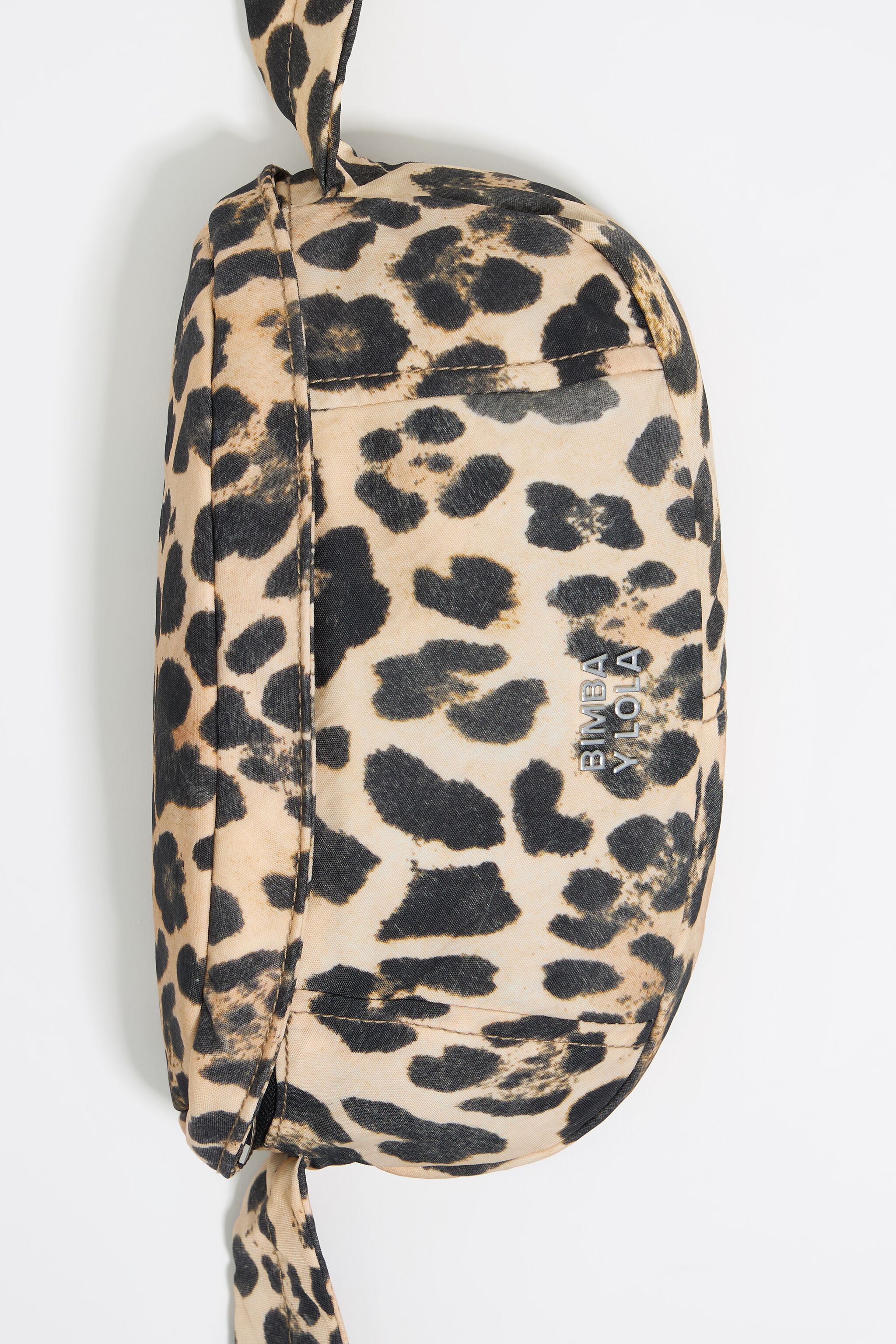 Small beige Leopard nylon bumbag