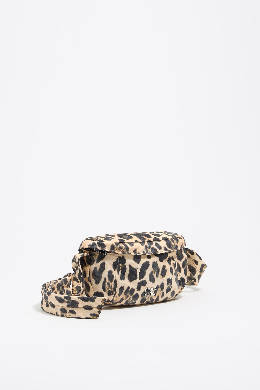 Small beige Leopard nylon bumbag