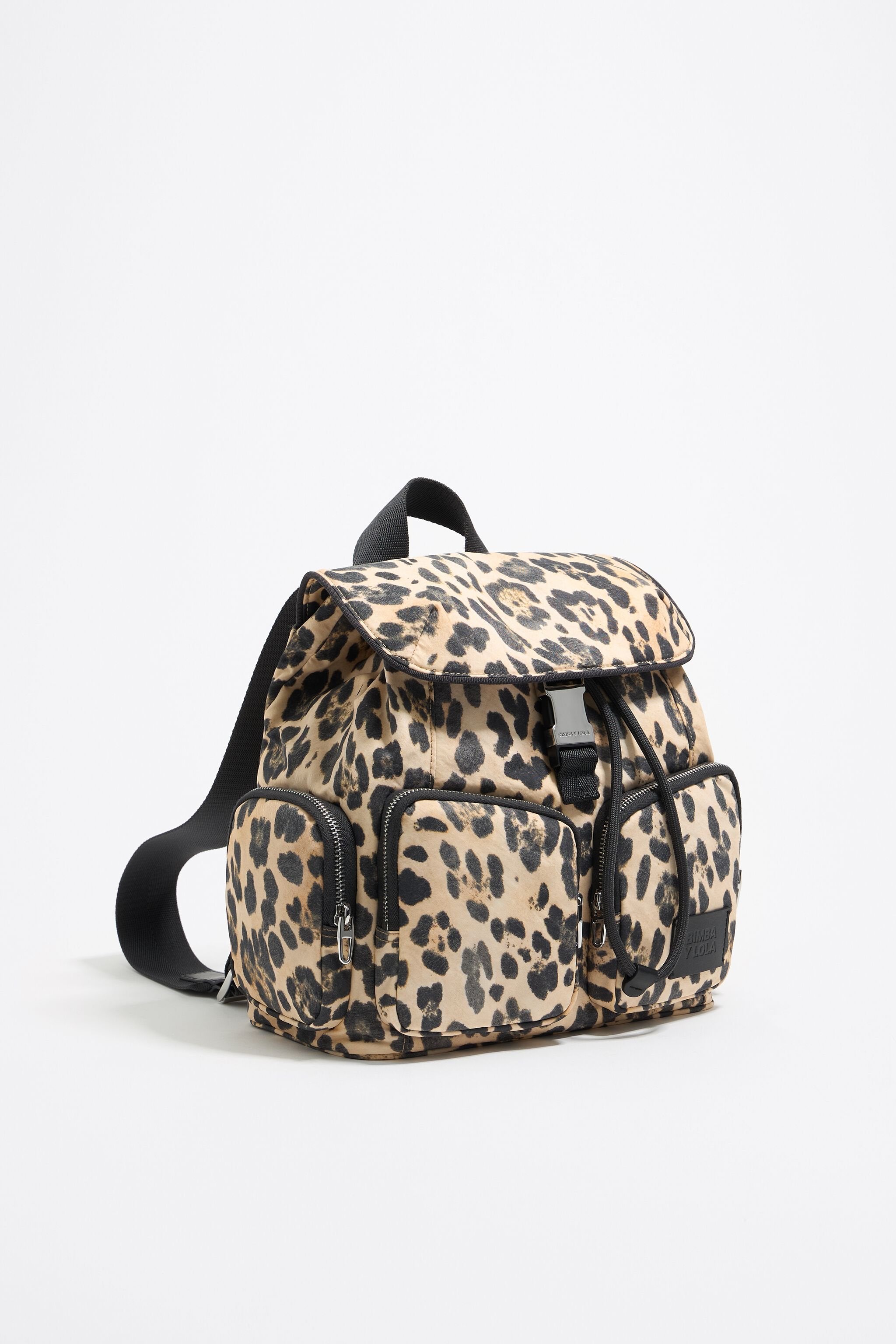 Medium beige Leopard nylon backpack
