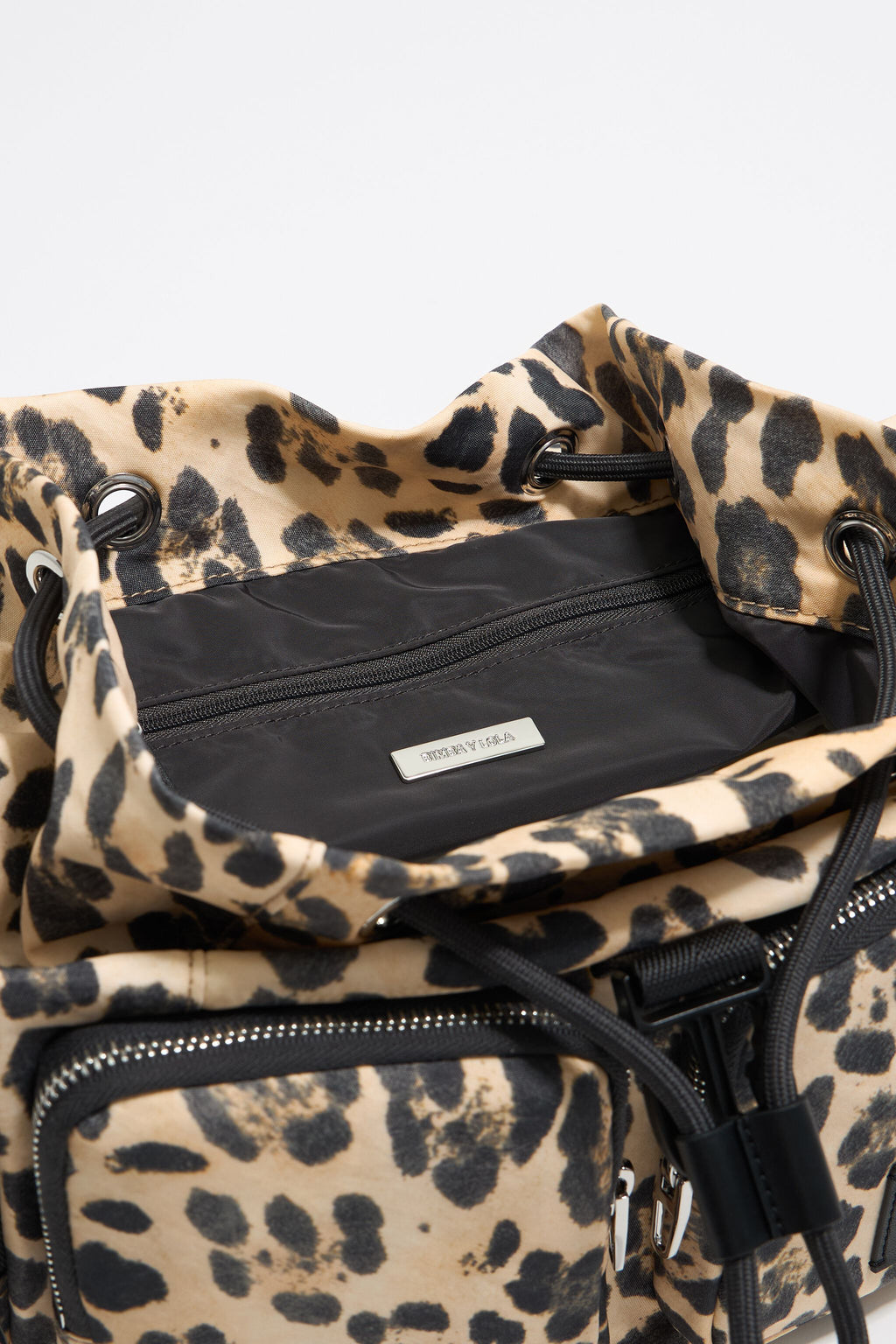 Medium beige Leopard nylon backpack