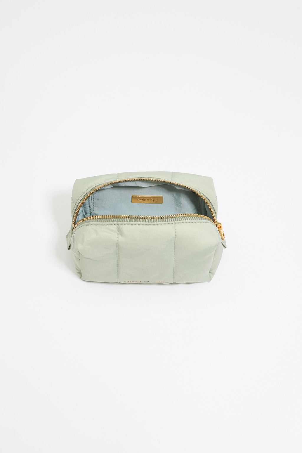 Small aquamarine nylon make-up case