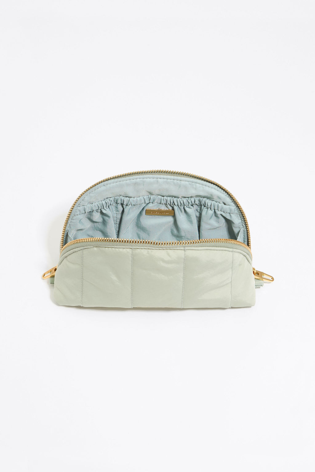 Medium aquamarine nylon half-moon make-up case