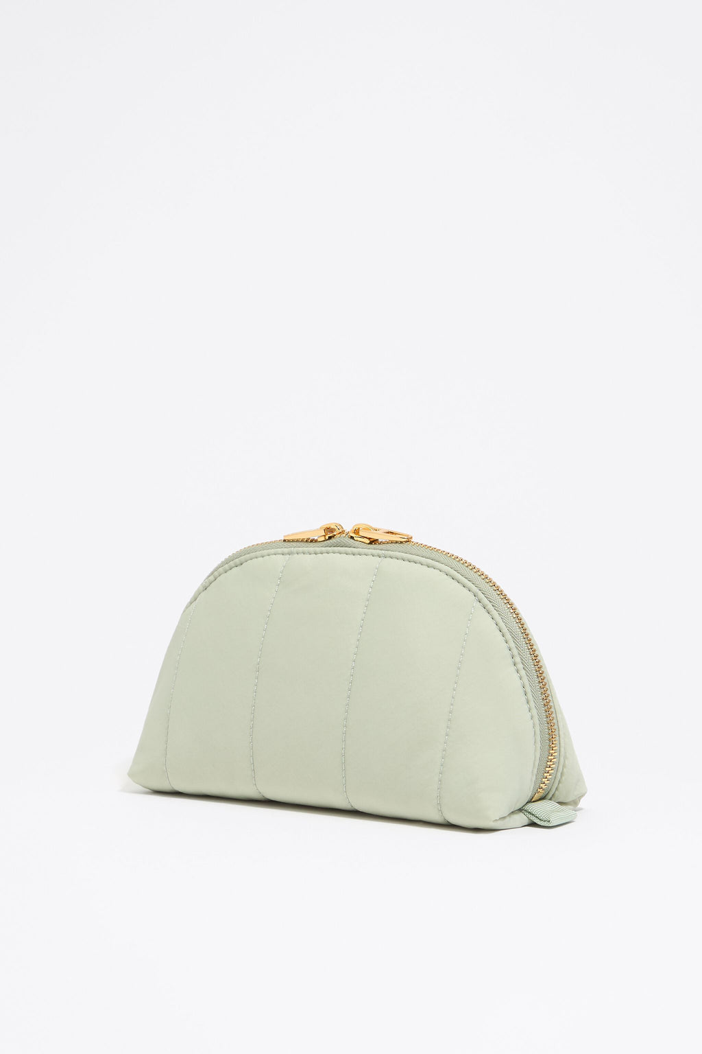 Medium aquamarine nylon half-moon make-up case