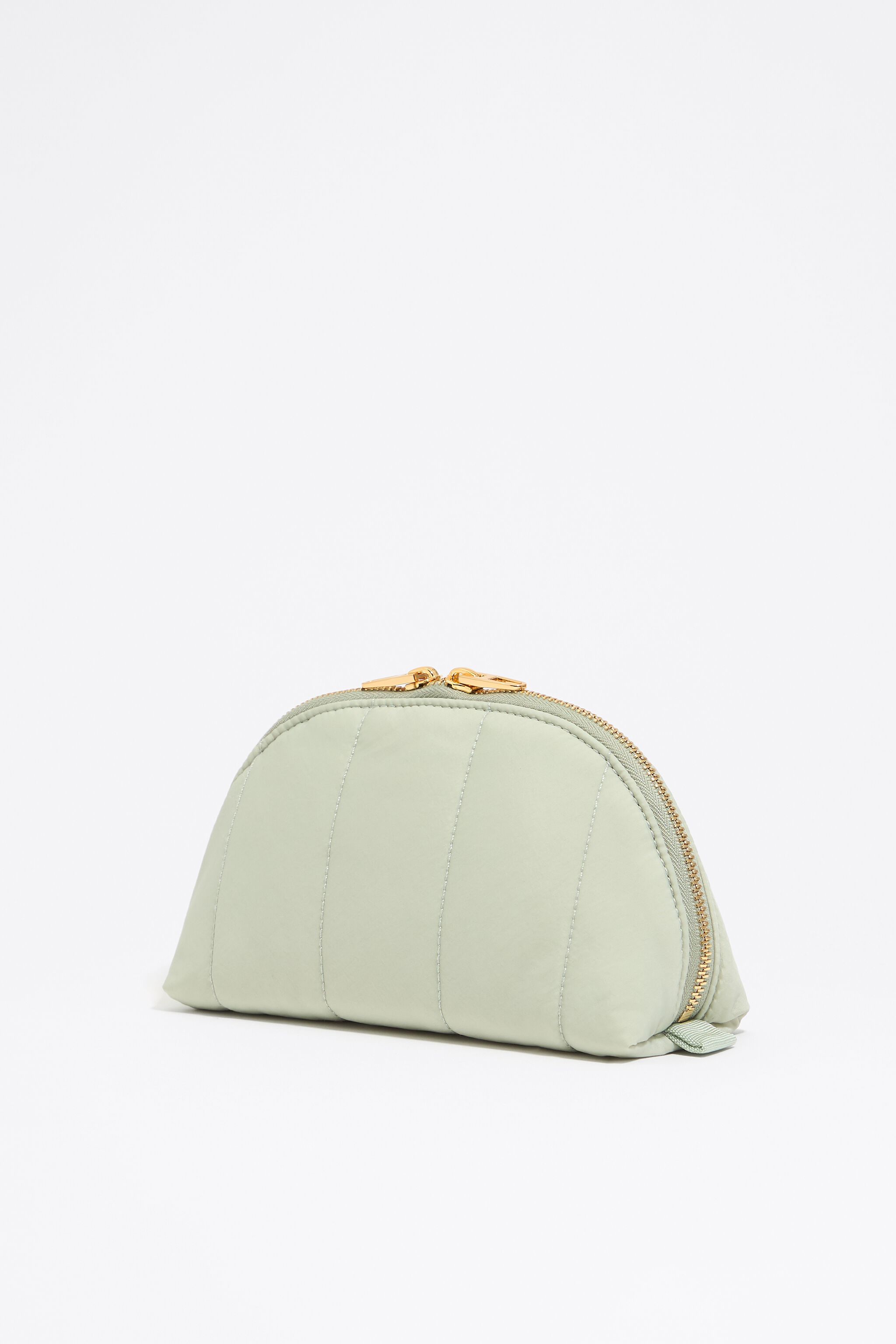 Medium aquamarine nylon half-moon make-up case