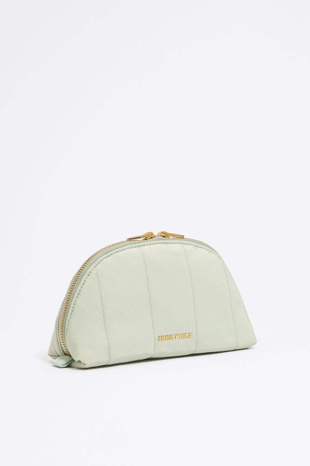 Medium aquamarine nylon half-moon make-up case