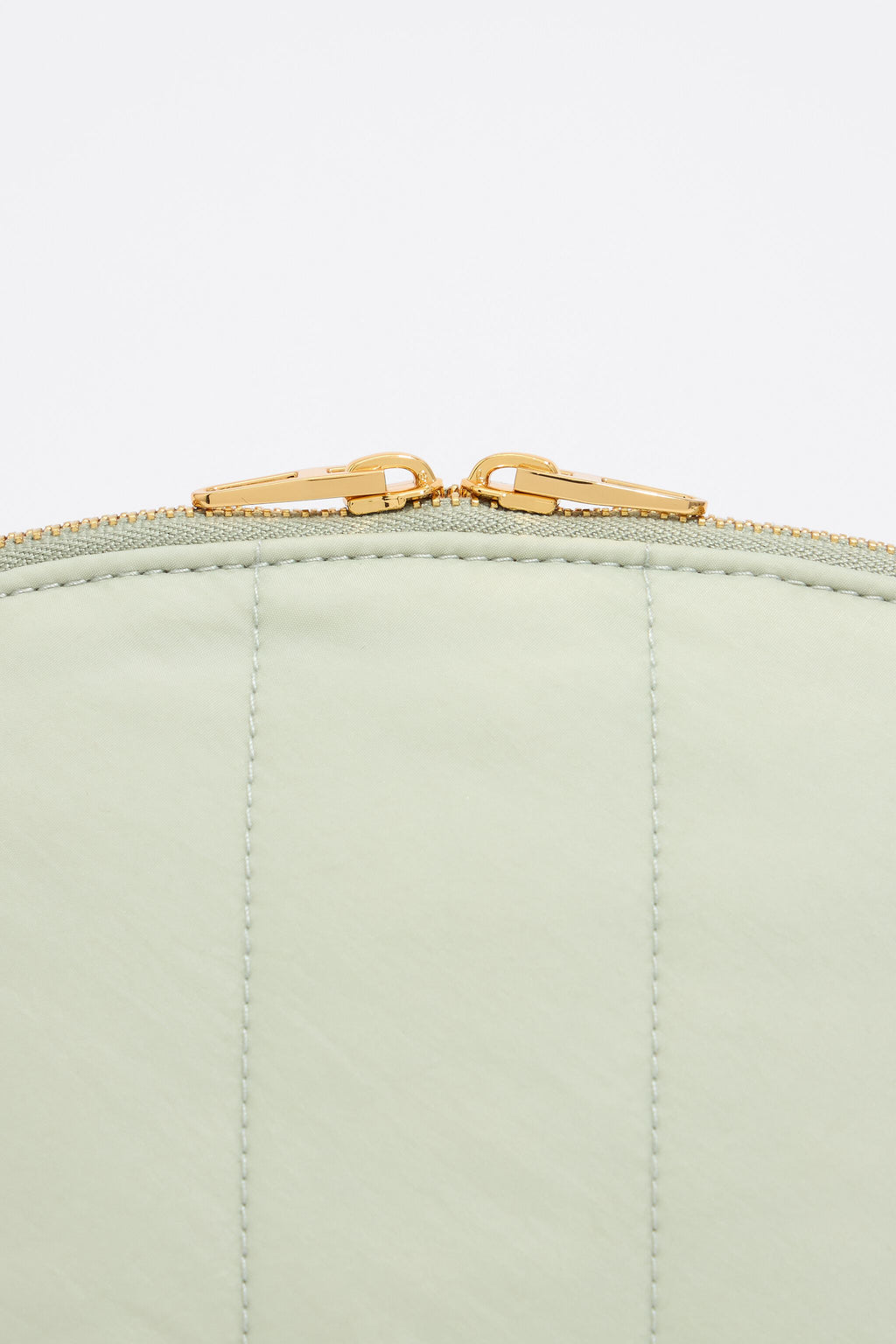 Large aquamarine nylon half-moon make-up case