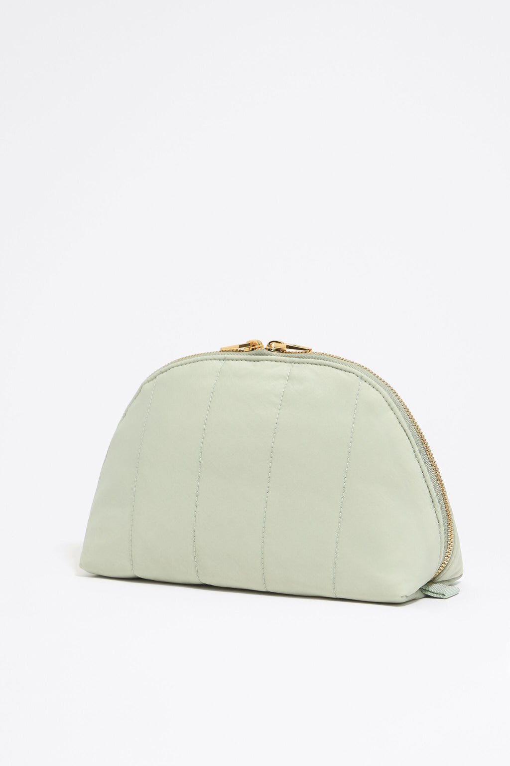 Large aquamarine nylon half-moon make-up case