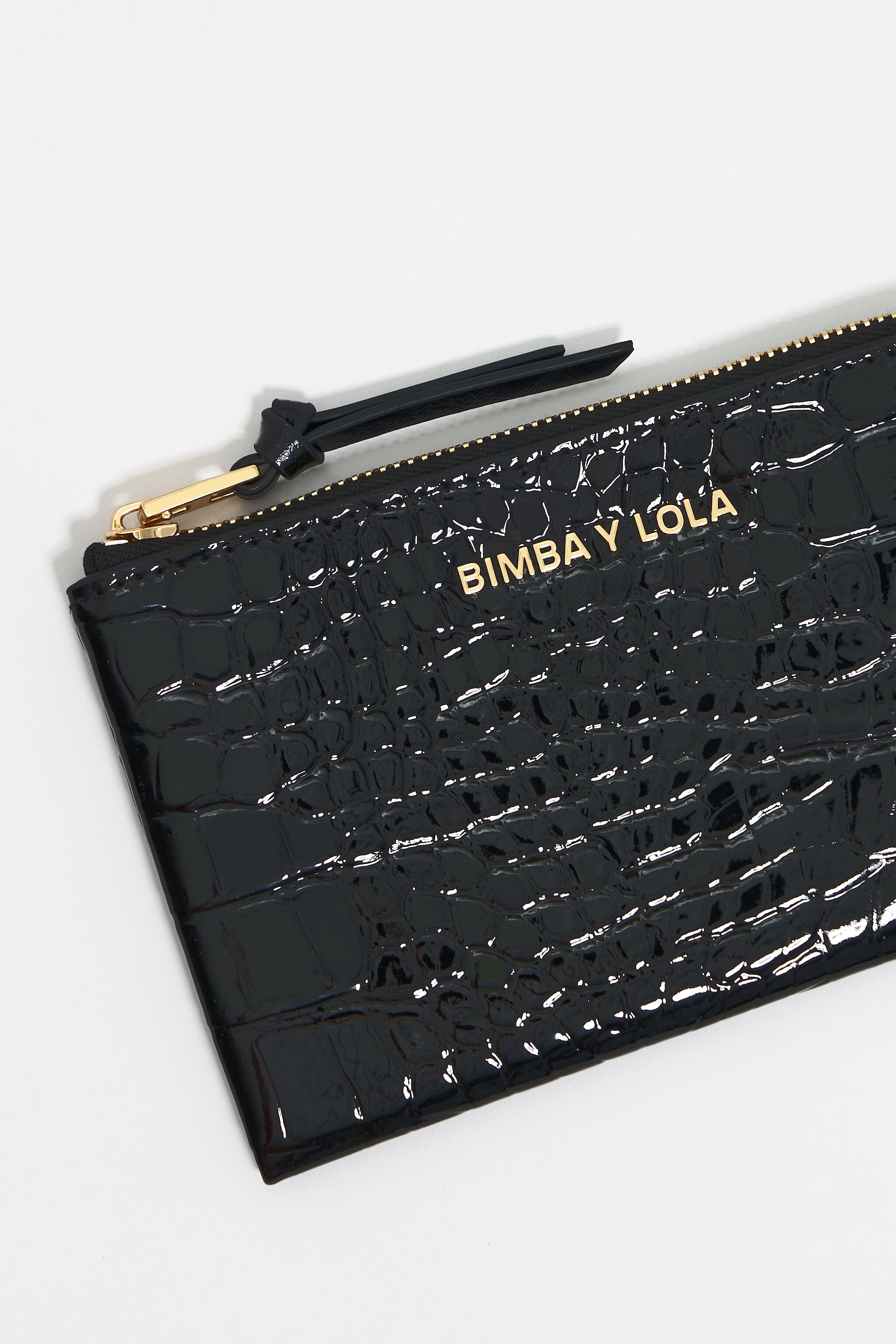 Black mock croc coin purse