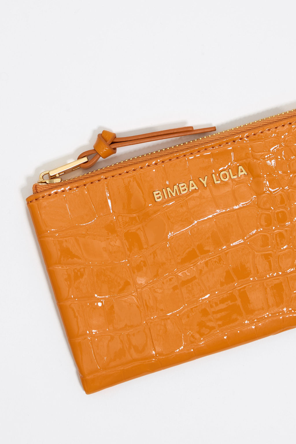 Tangerine mock croc coin purse