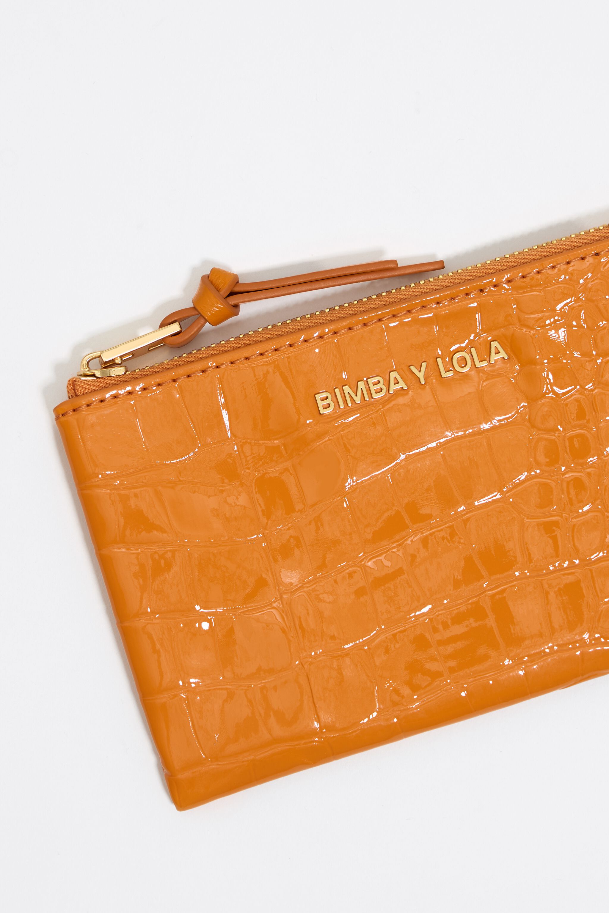 Tangerine mock croc coin purse