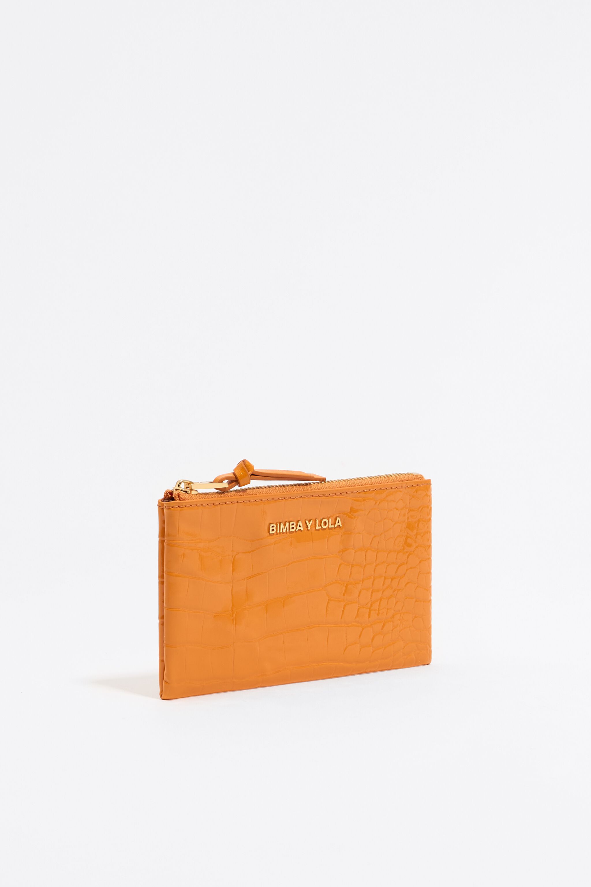 Tangerine mock croc coin purse