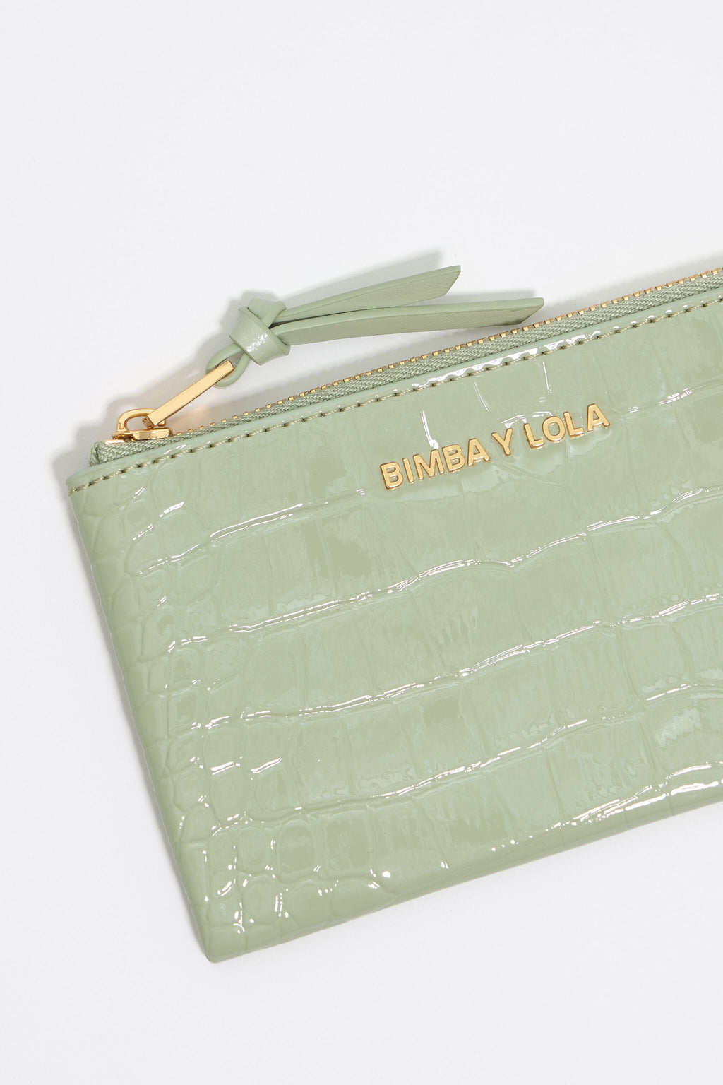 Pastel green mock croc coin purse
