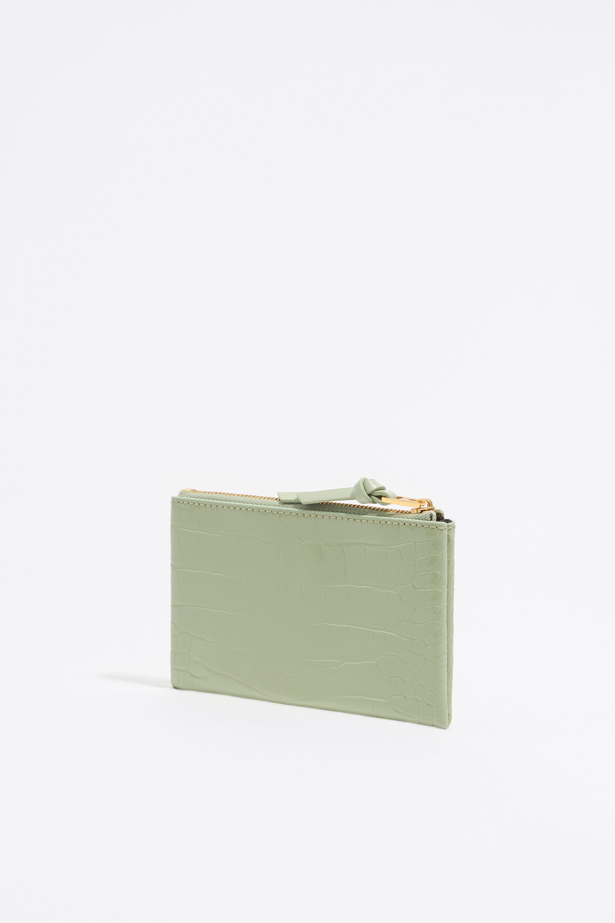 Pastel green mock croc coin purse