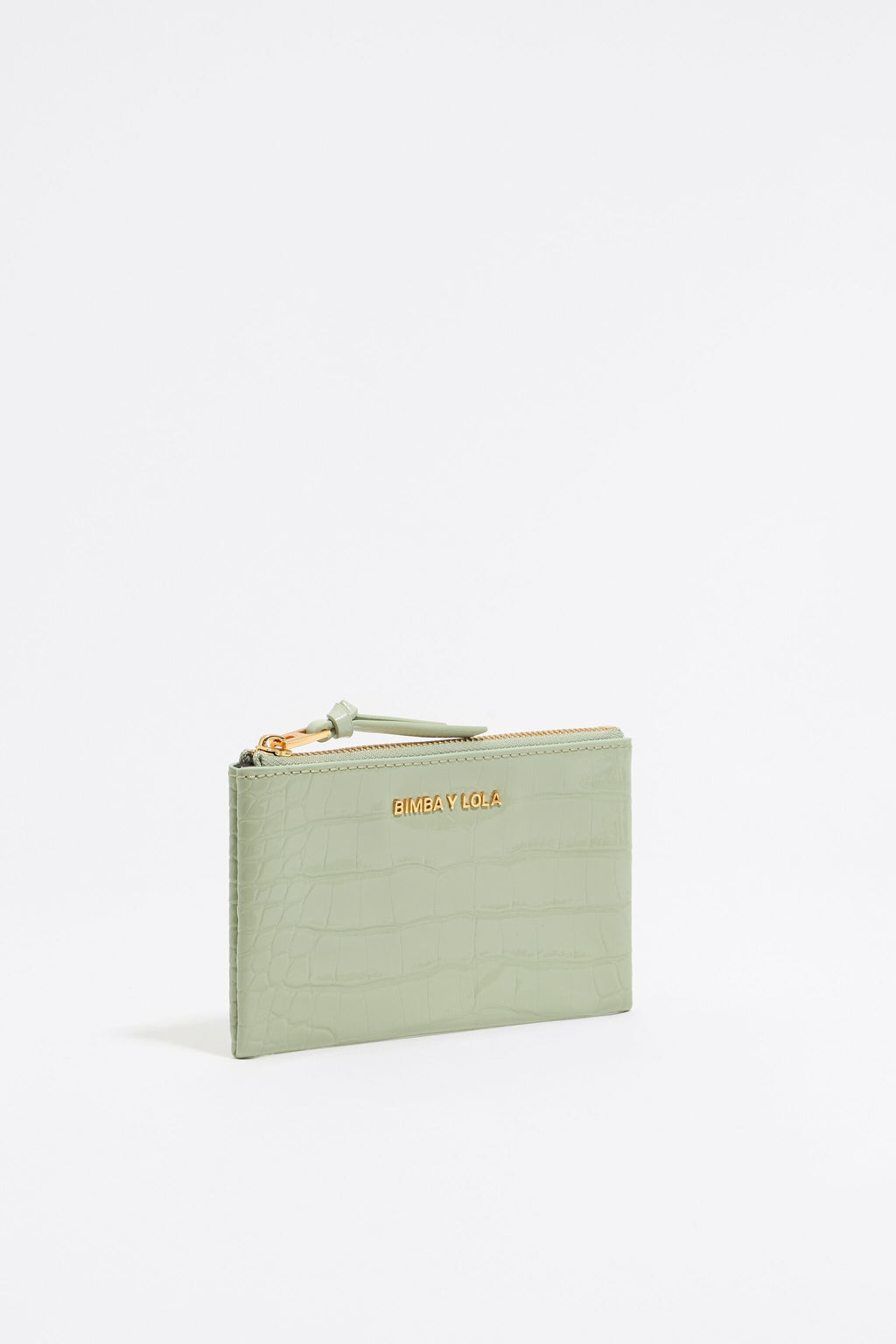 Pastel green mock croc coin purse