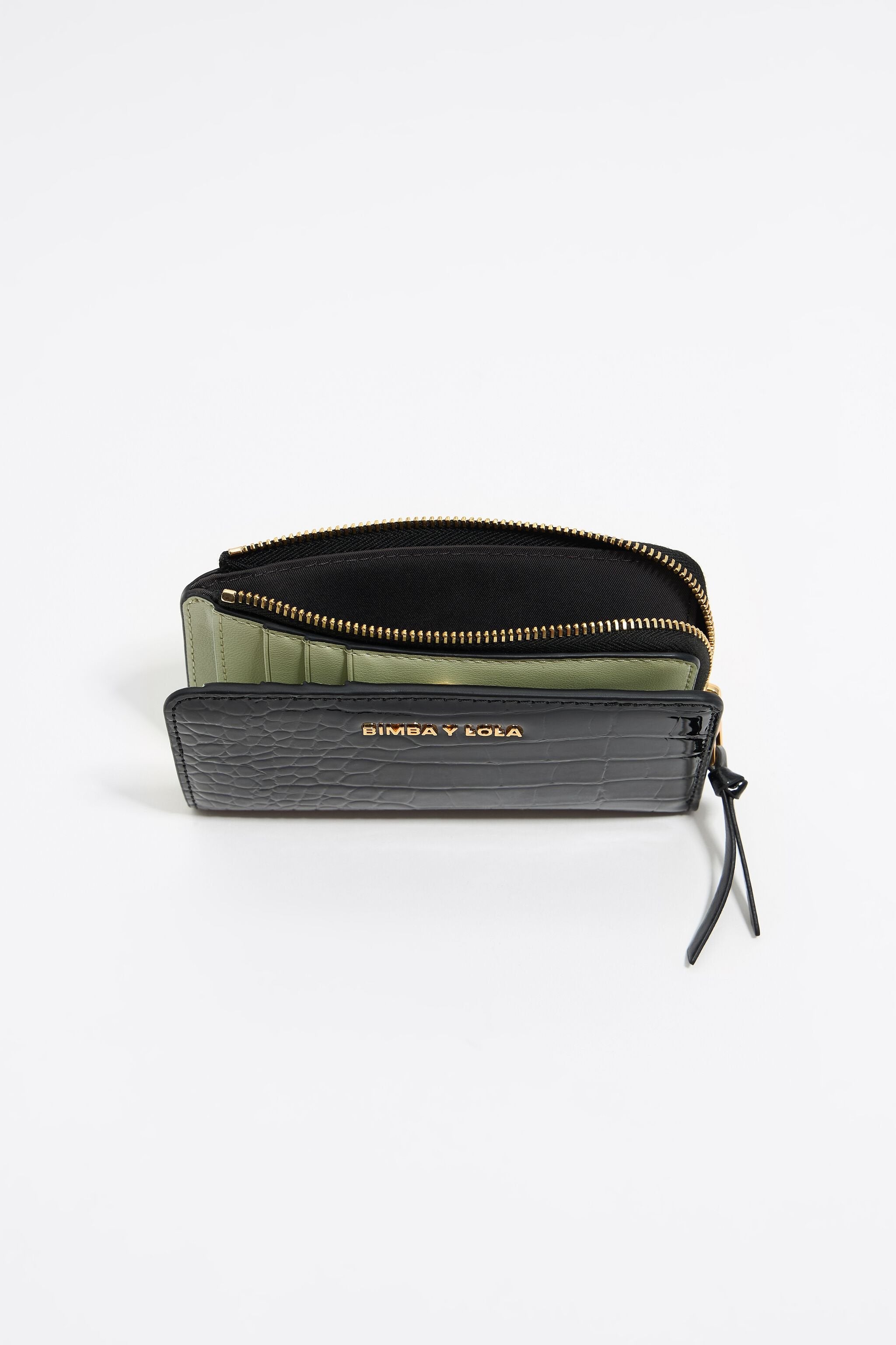 Black mock croc purse