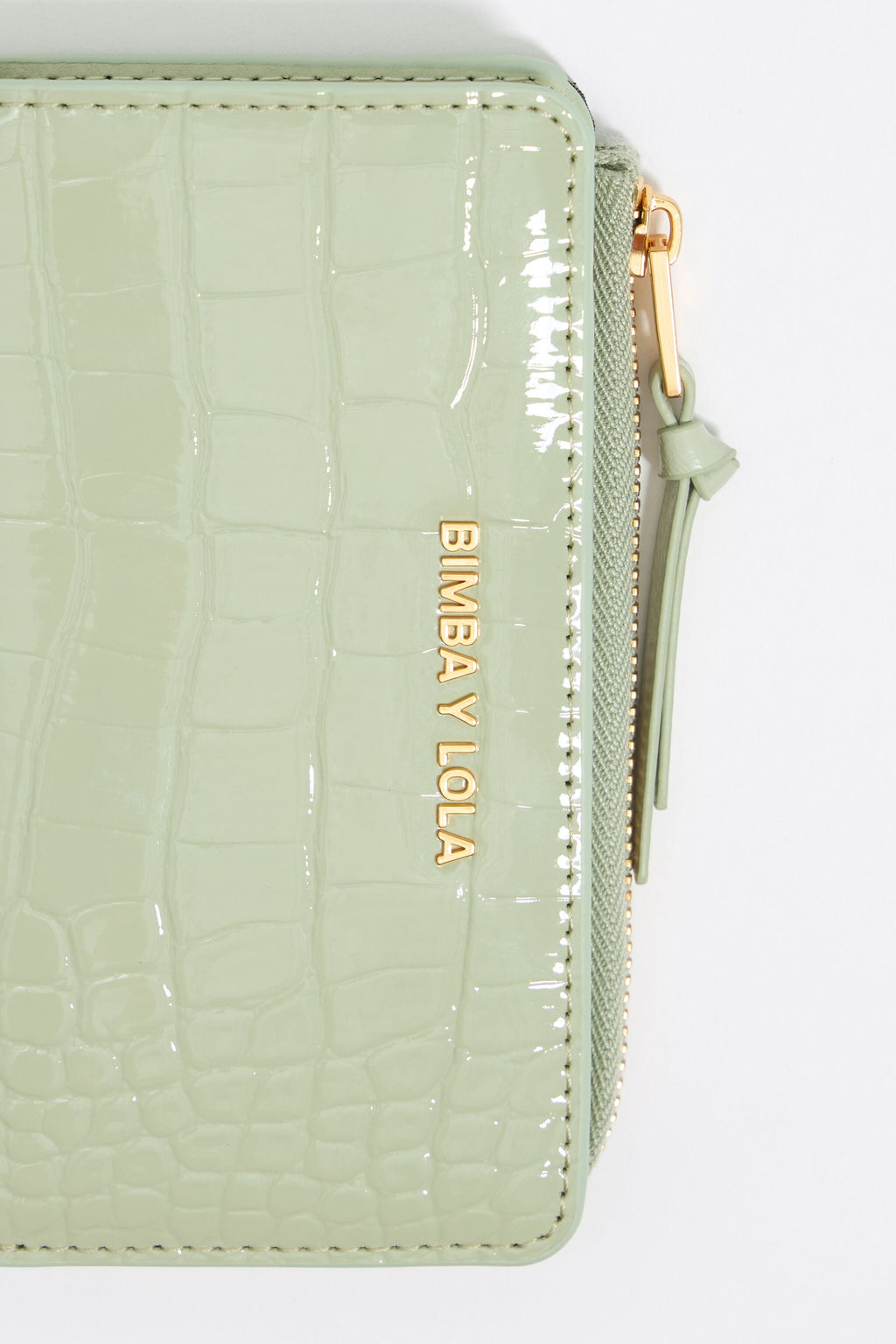 Pastel green mock croc purse