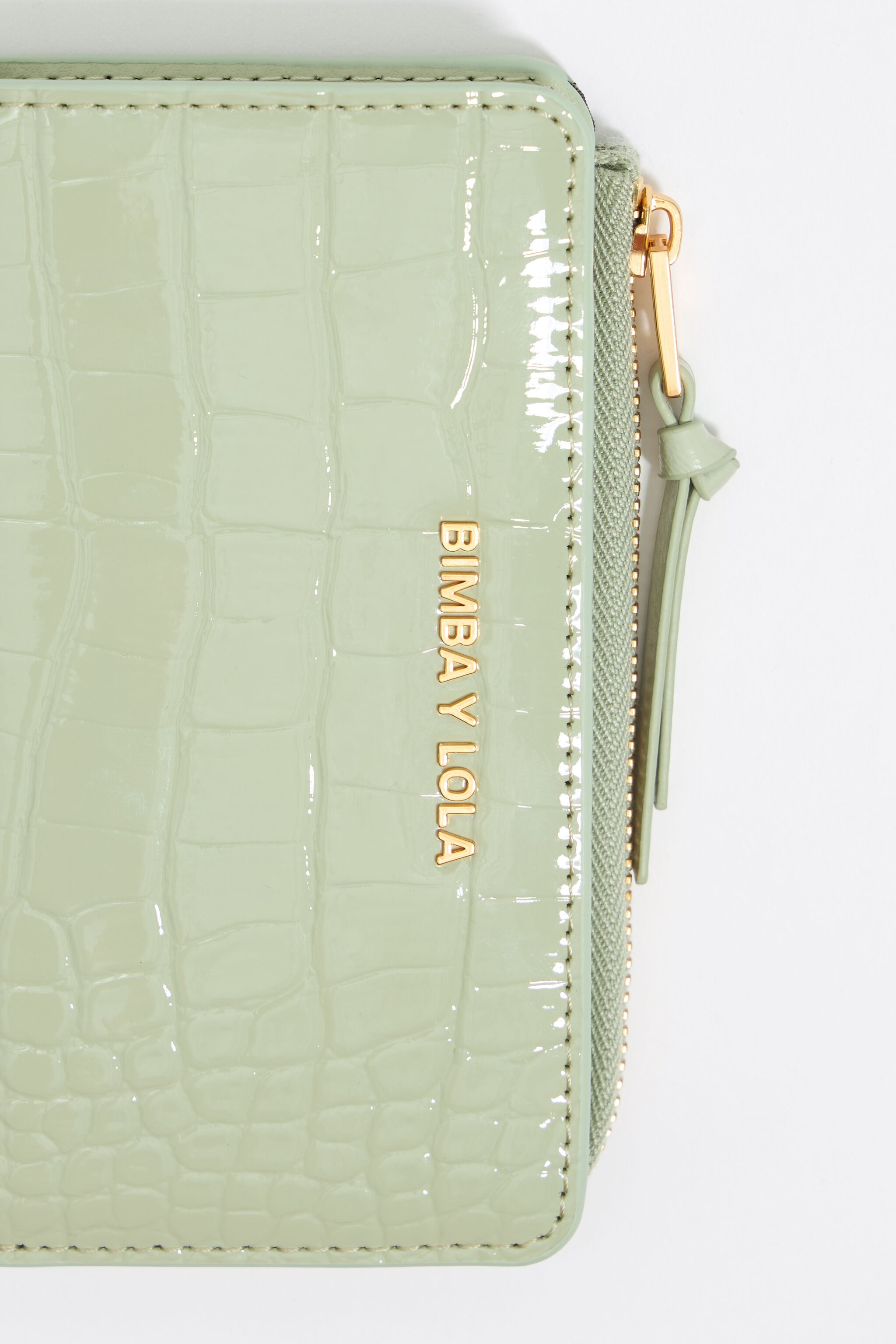 Pastel green mock croc purse
