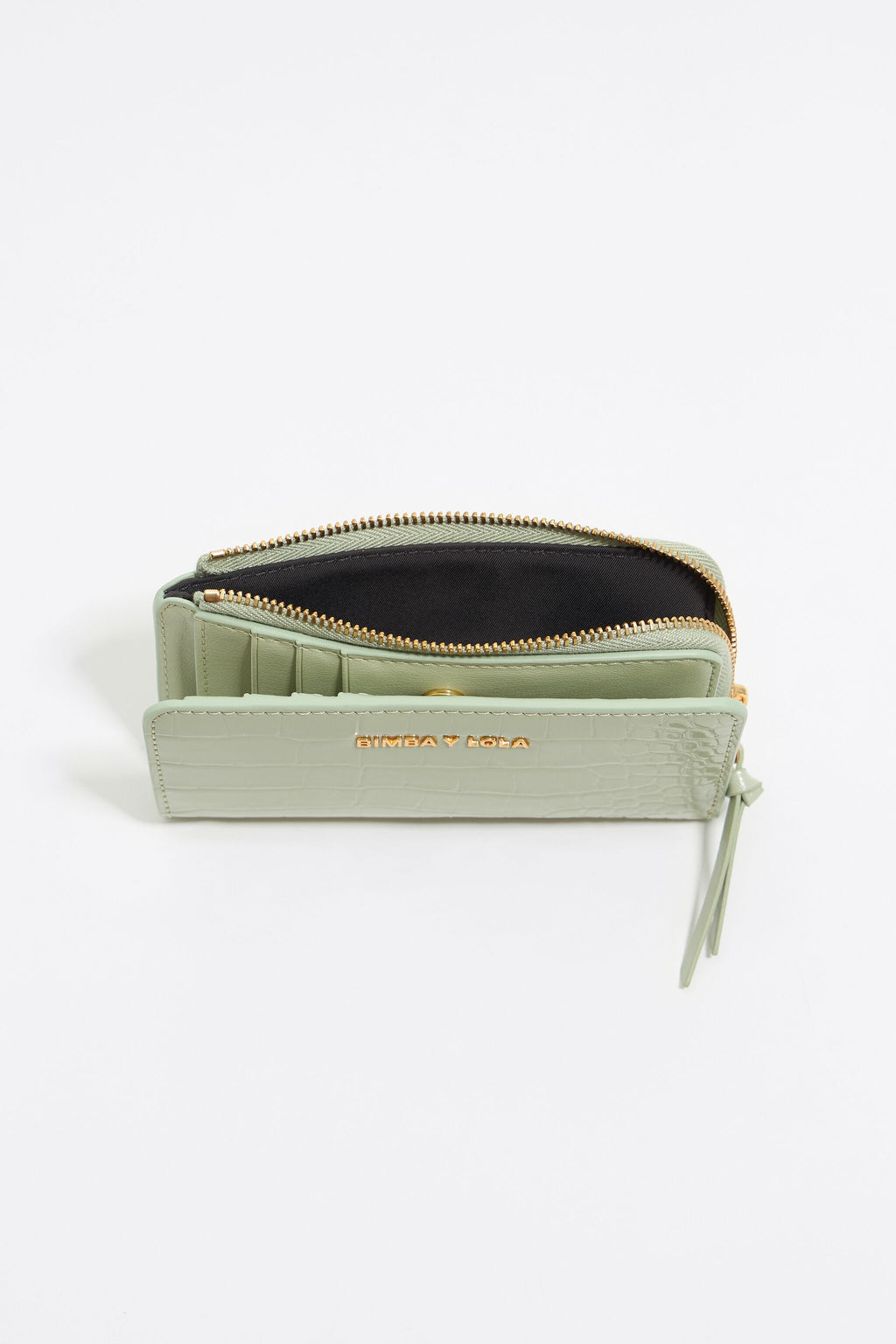 Pastel green mock croc purse