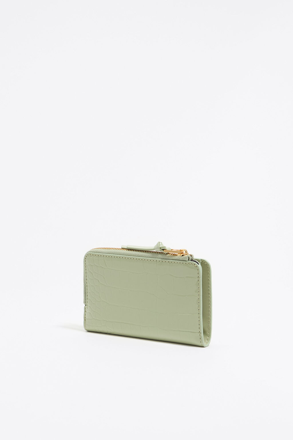 Pastel green mock croc purse