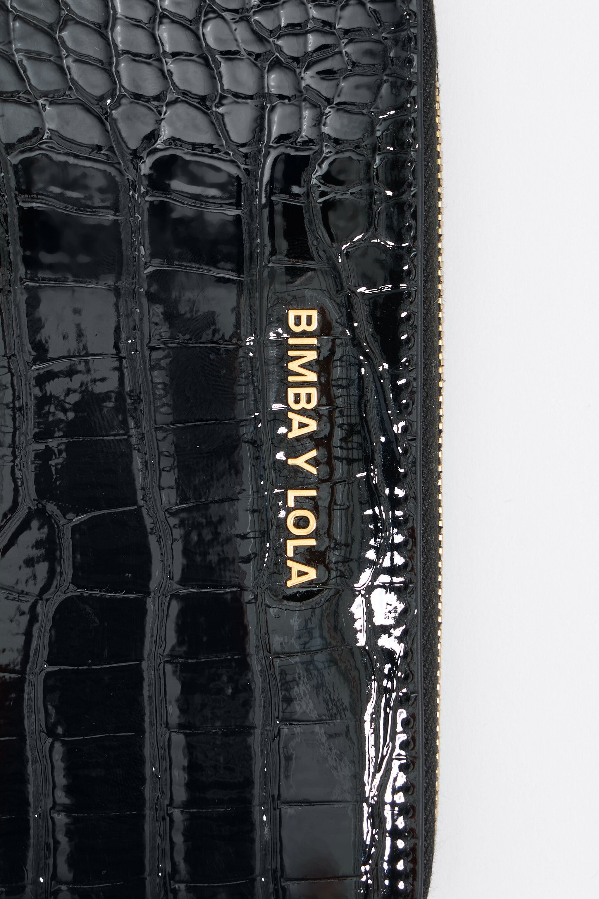 Black mock croc horizontal wallet