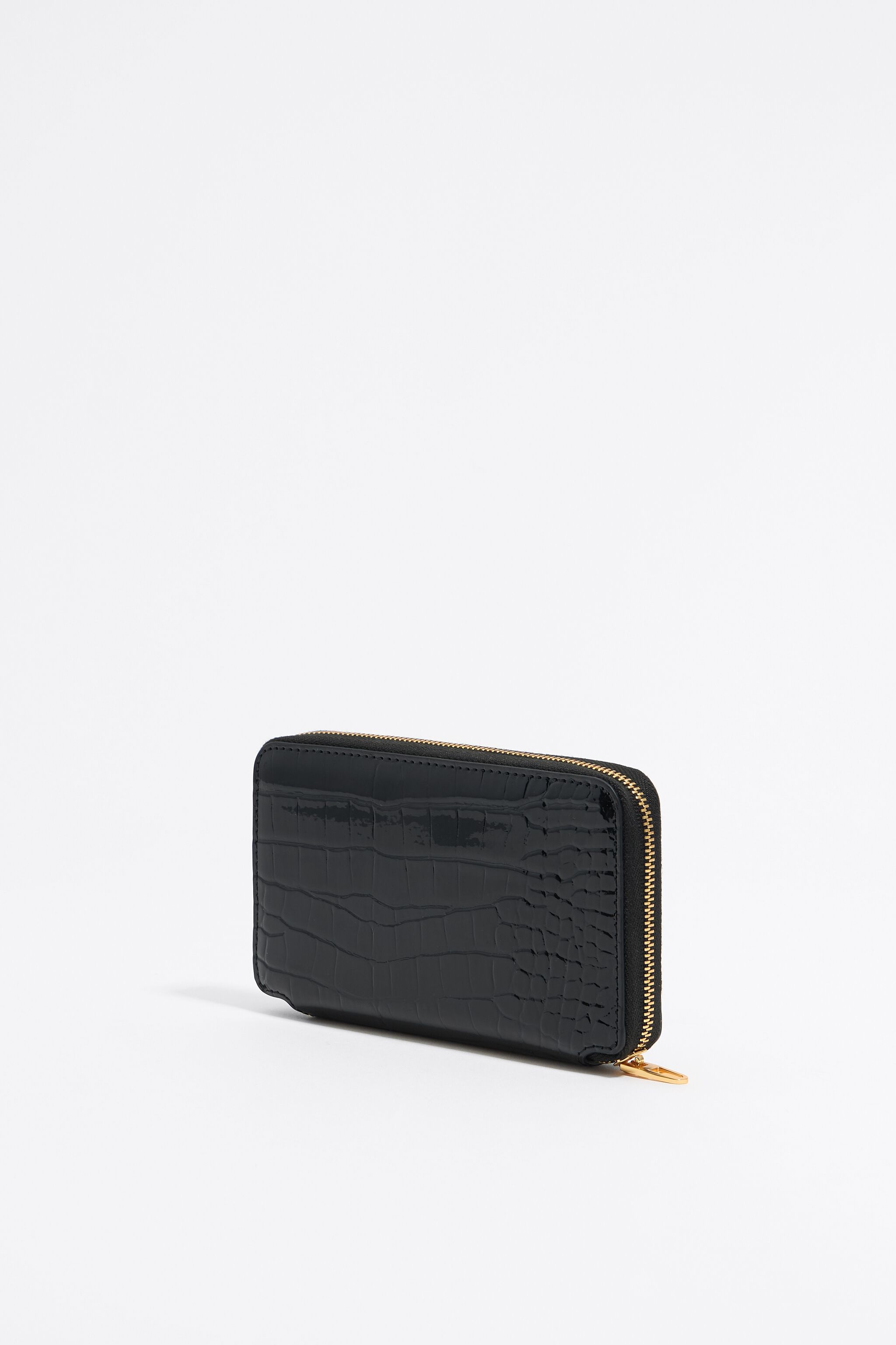 Black mock croc horizontal wallet