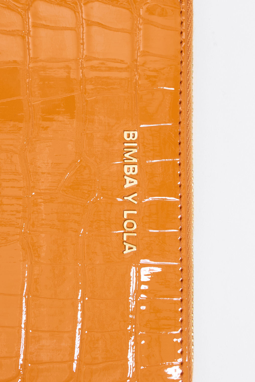 Orange mock croc horizontal wallet