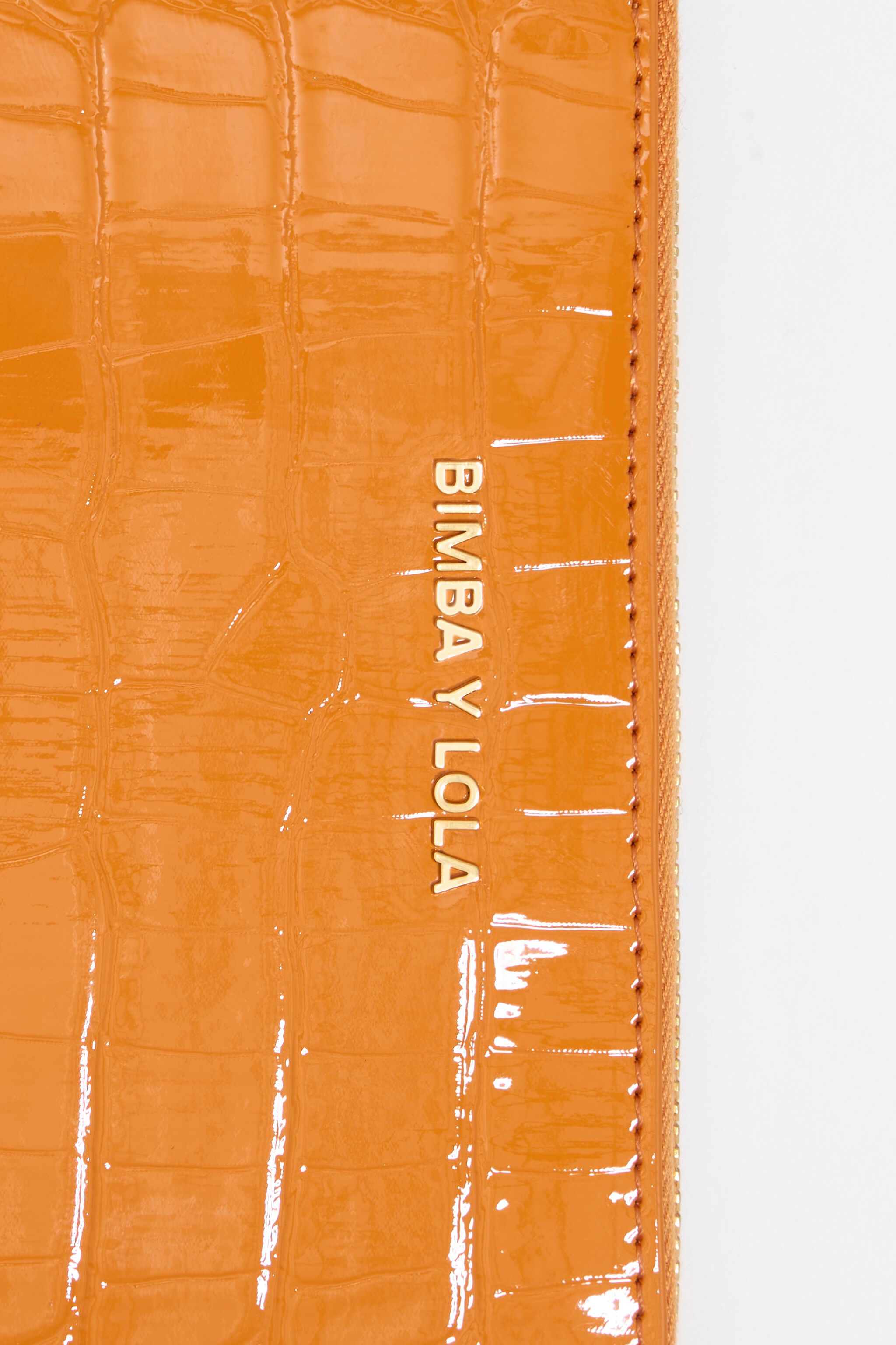 Orange mock croc horizontal wallet