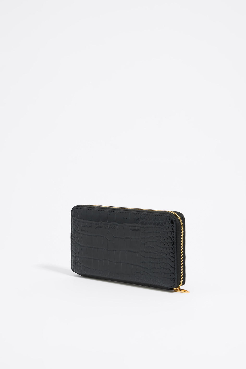 Black mock croc horizontal wallet
