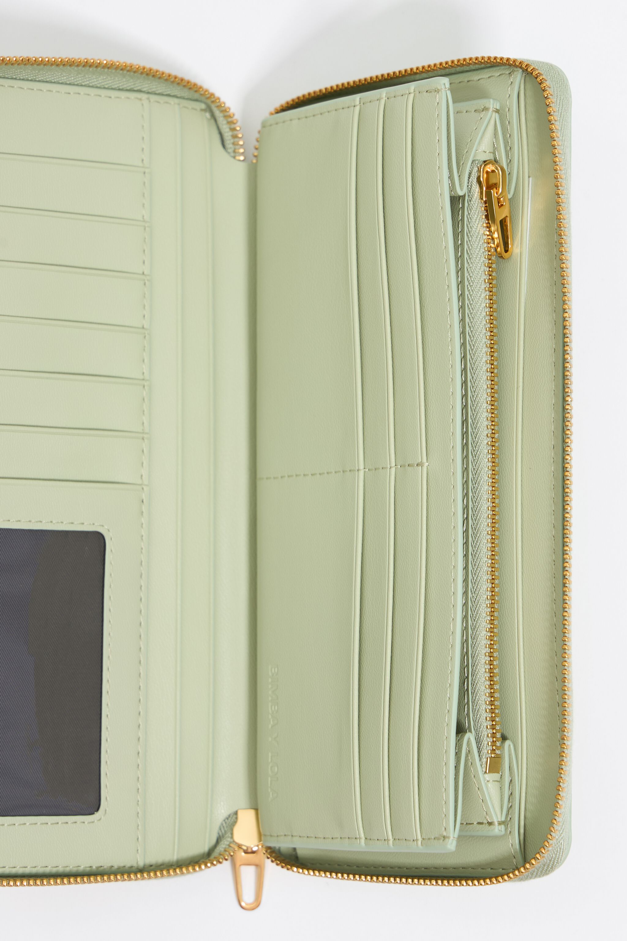 Pastel green mock croc horizontal wallet