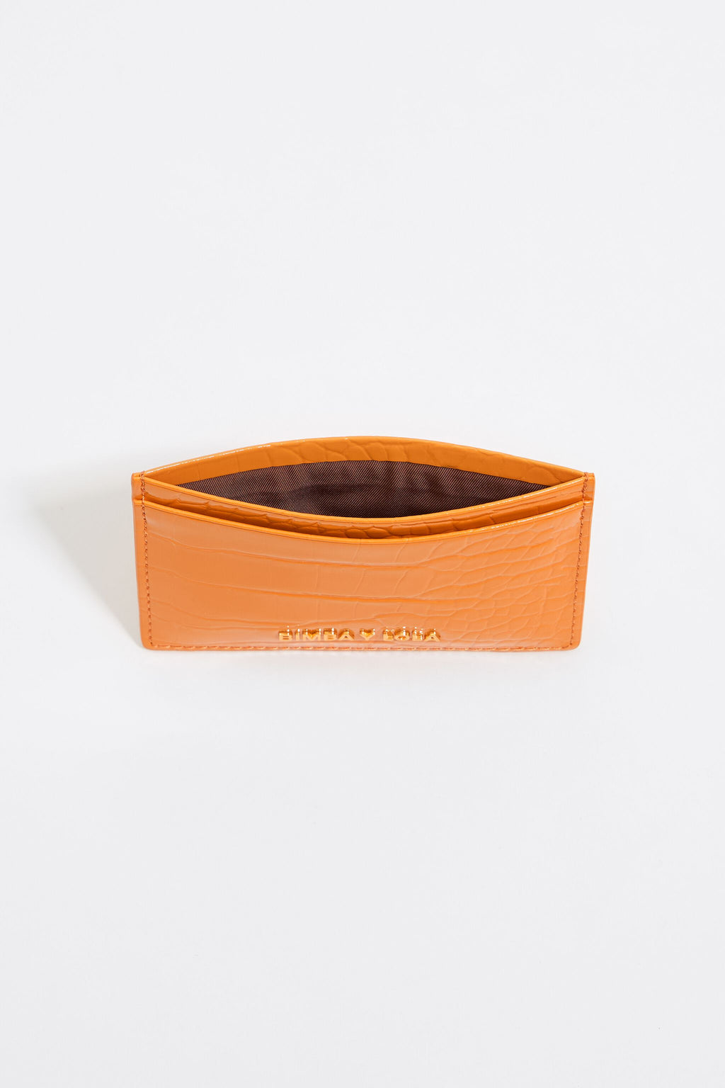 Tangerine mock croc card holder