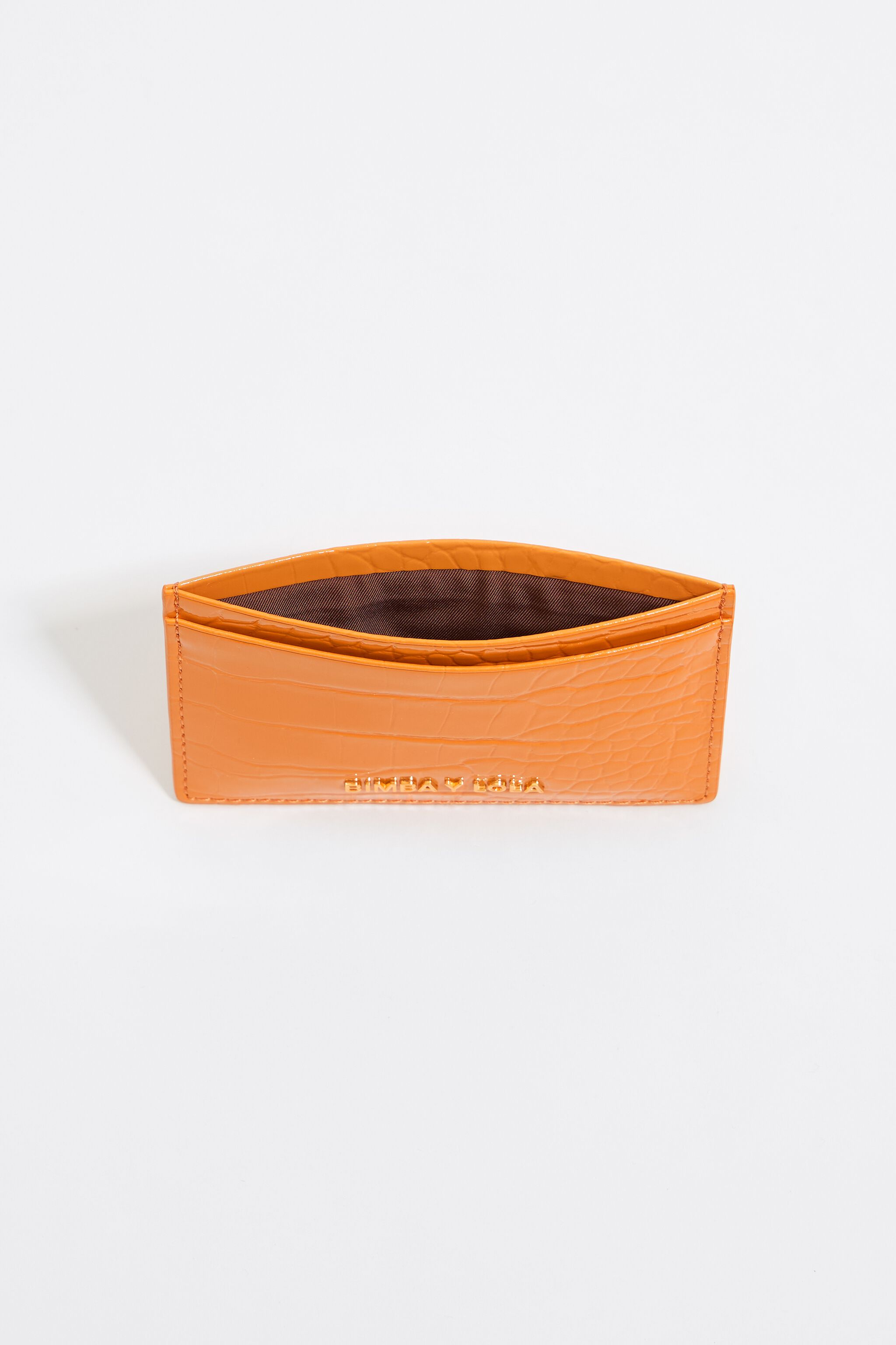 Tangerine mock croc card holder