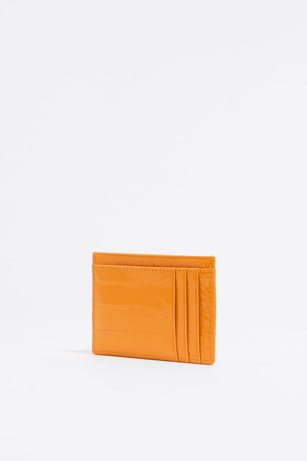 Tangerine mock croc card holder
