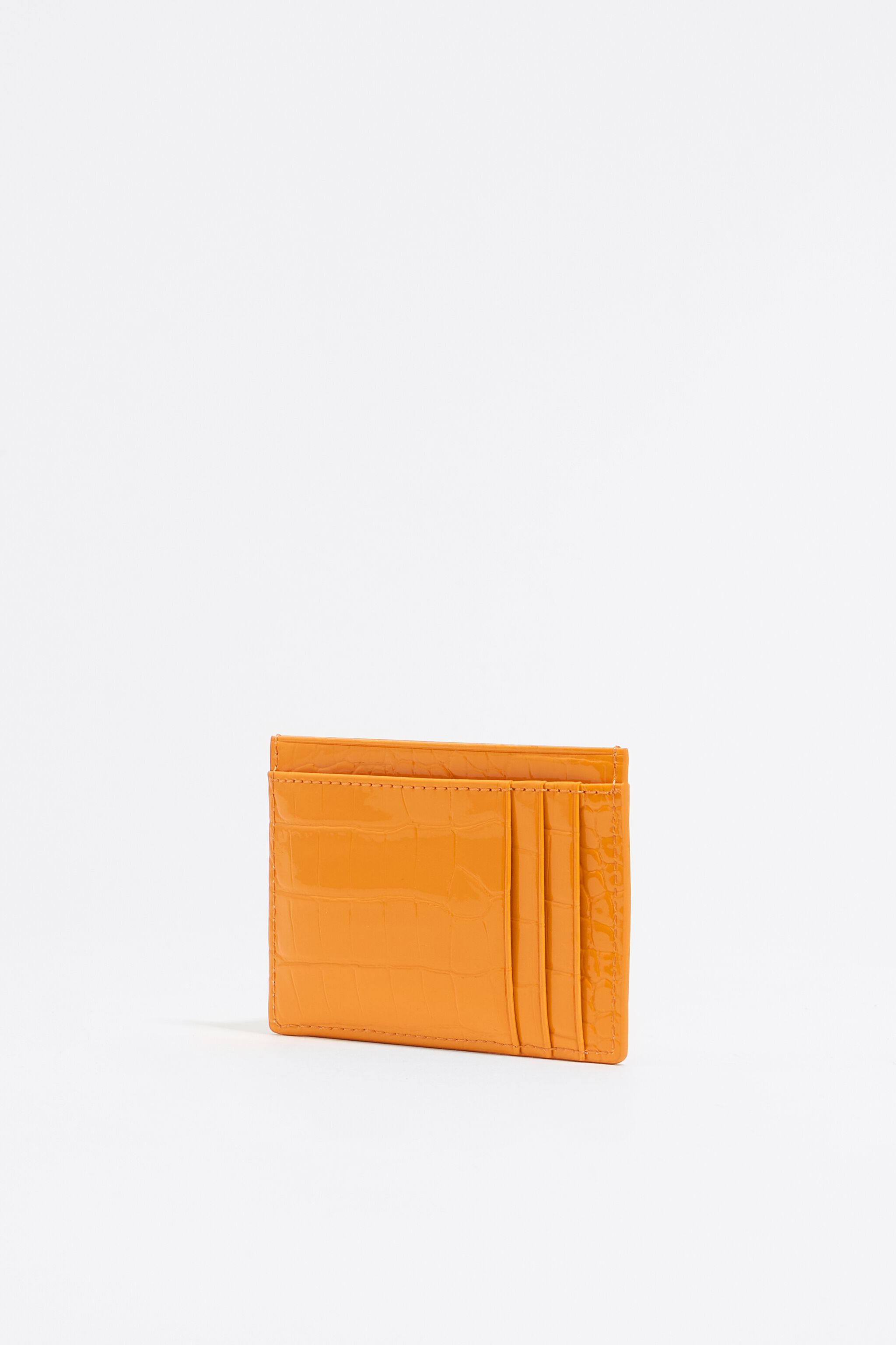 Tangerine mock croc card holder