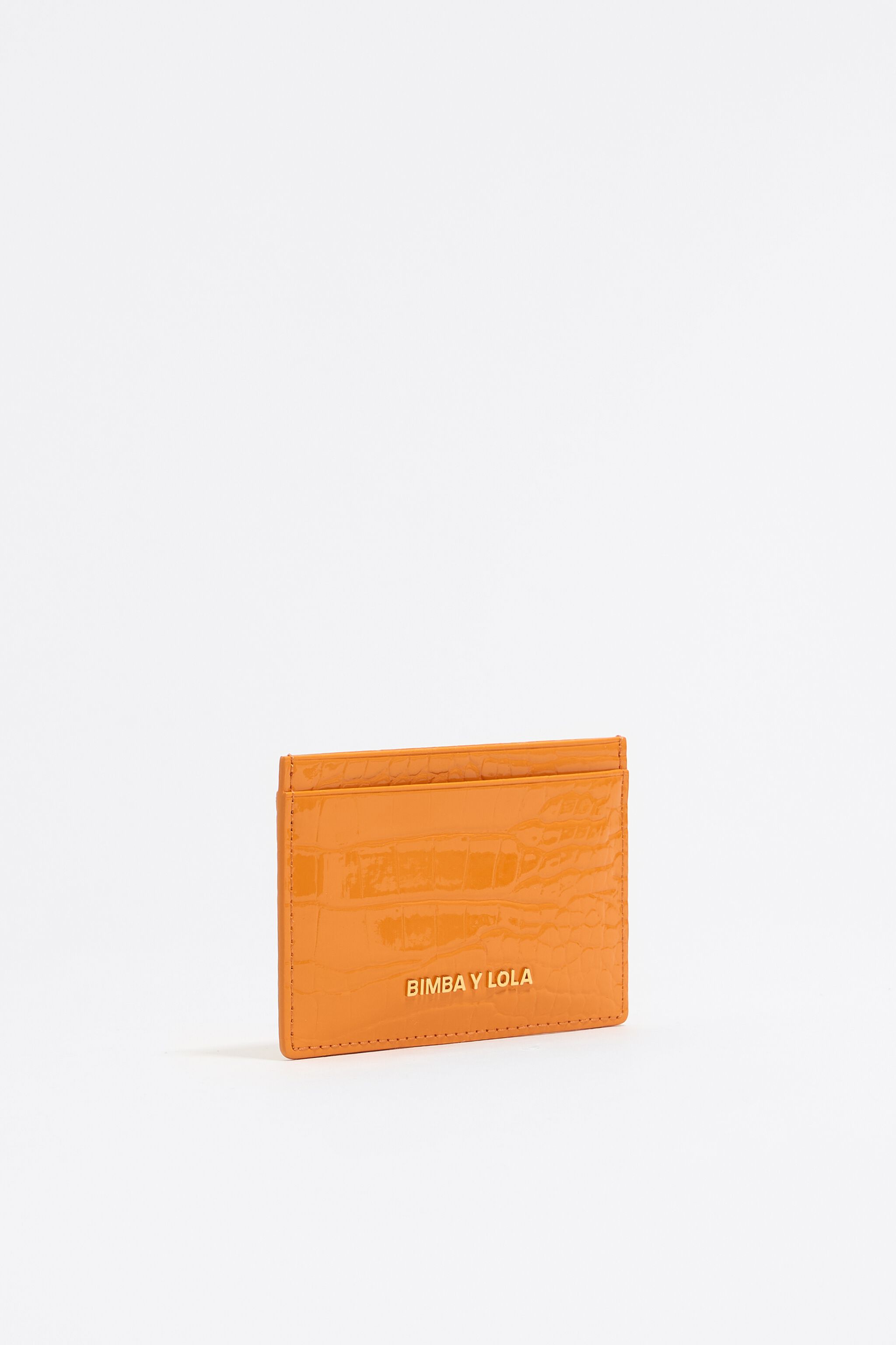 Tangerine mock croc card holder