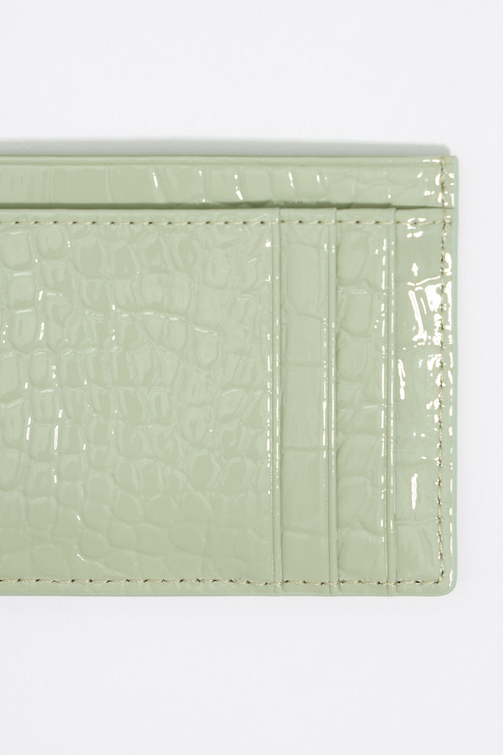 Pastel green mock croc card holder