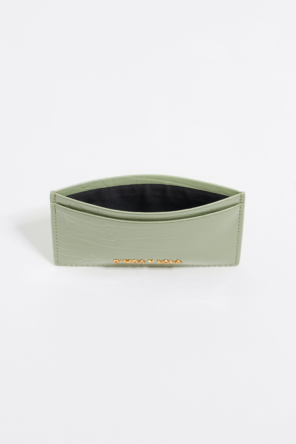 Pastel green mock croc card holder