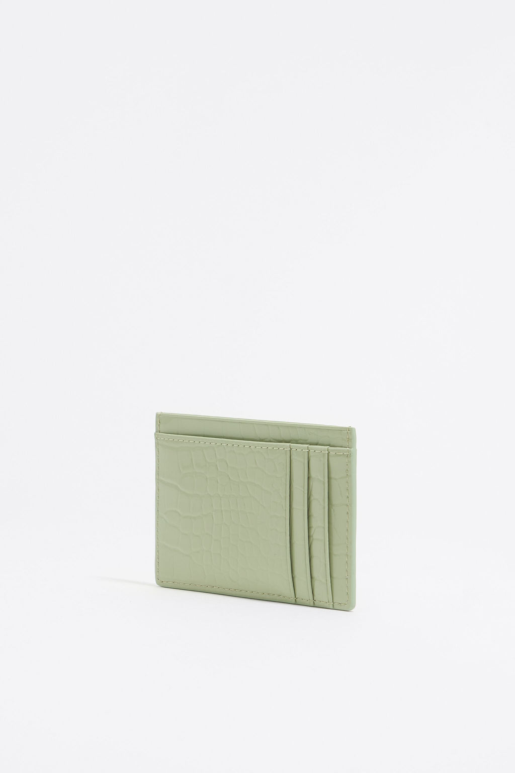 Pastel green mock croc card holder
