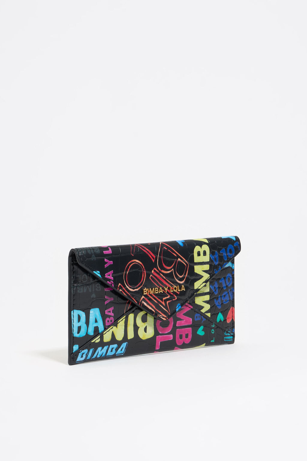 Black mock croc BIMBA logos coin purse