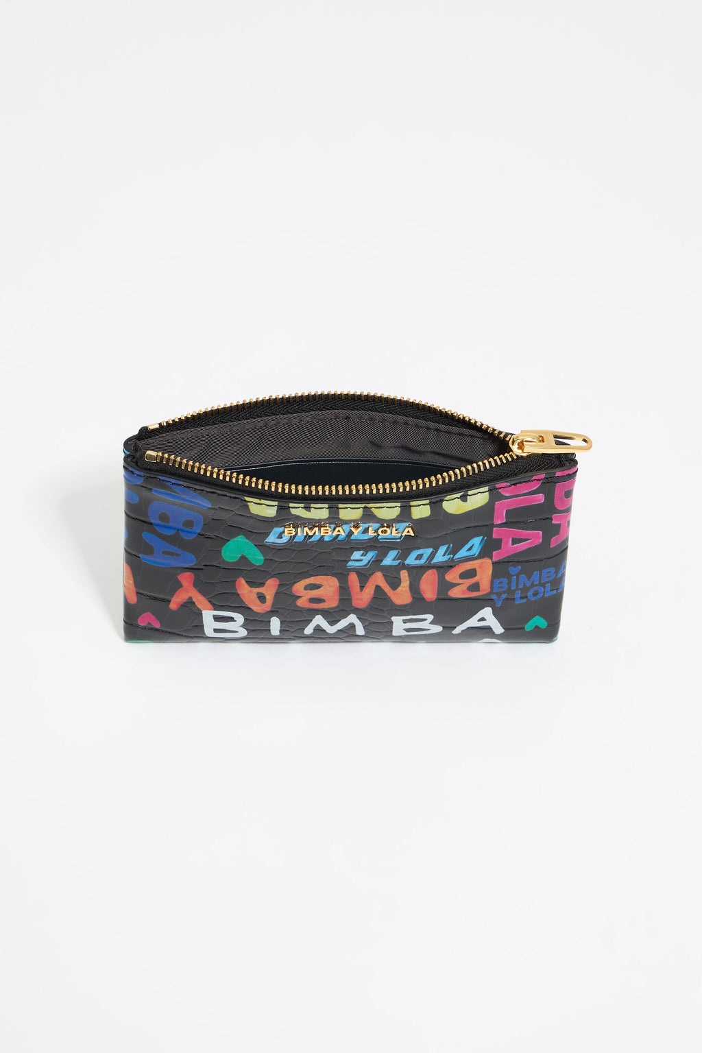 Black mock croc BIMBA logos card holder