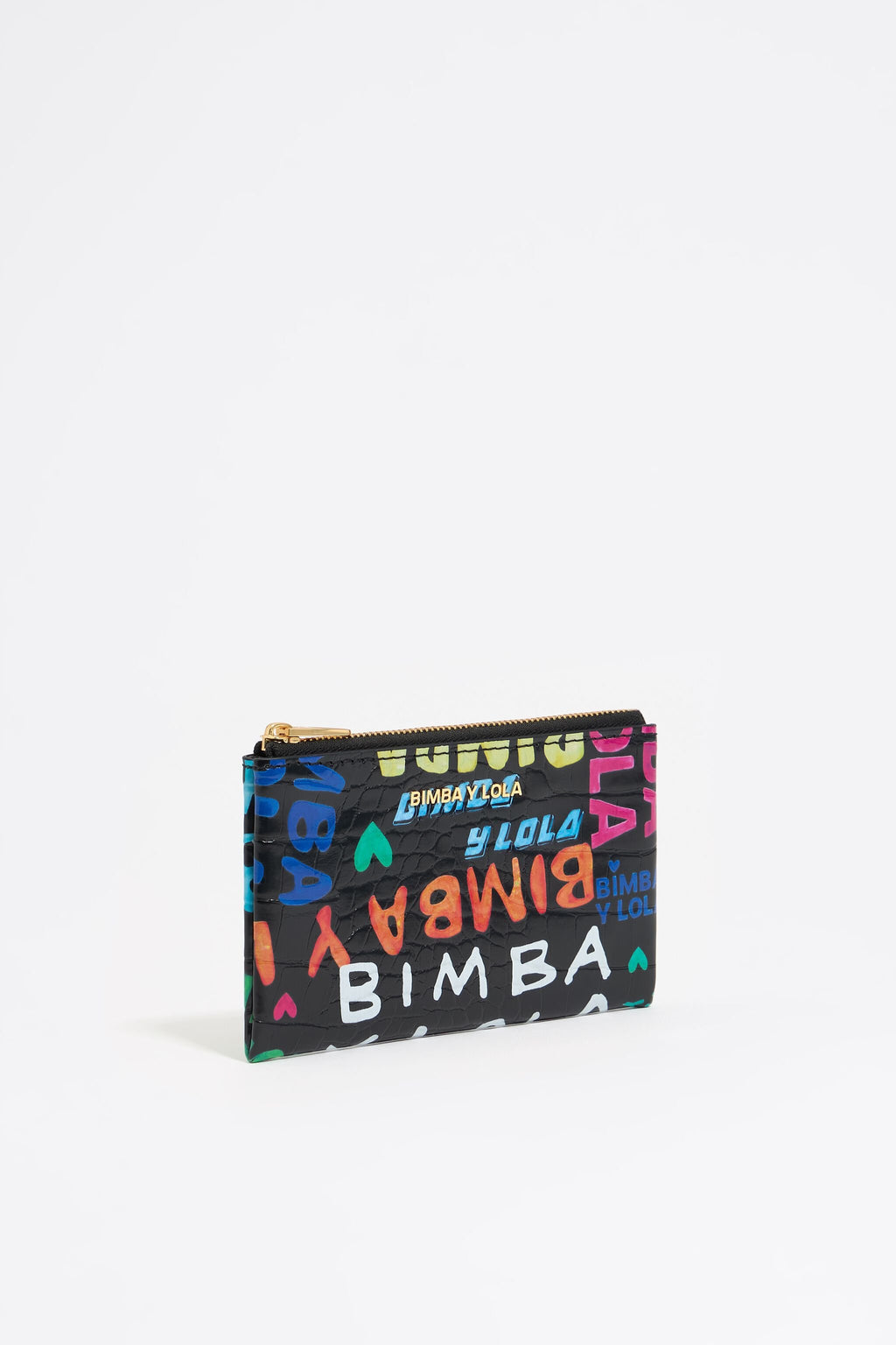 Black mock croc BIMBA logos card holder