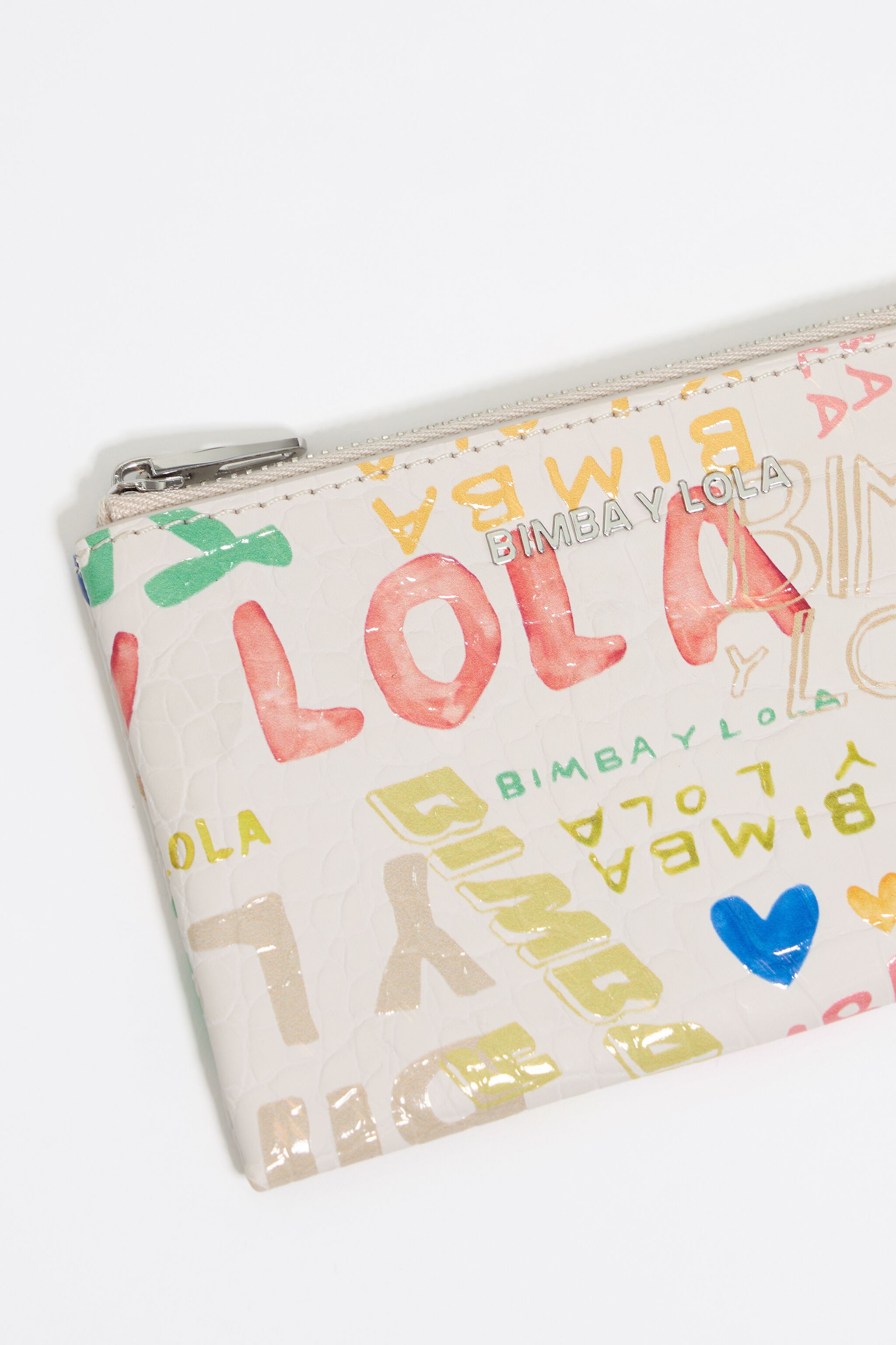 Ivory mock croc BIMBA logos coin purse