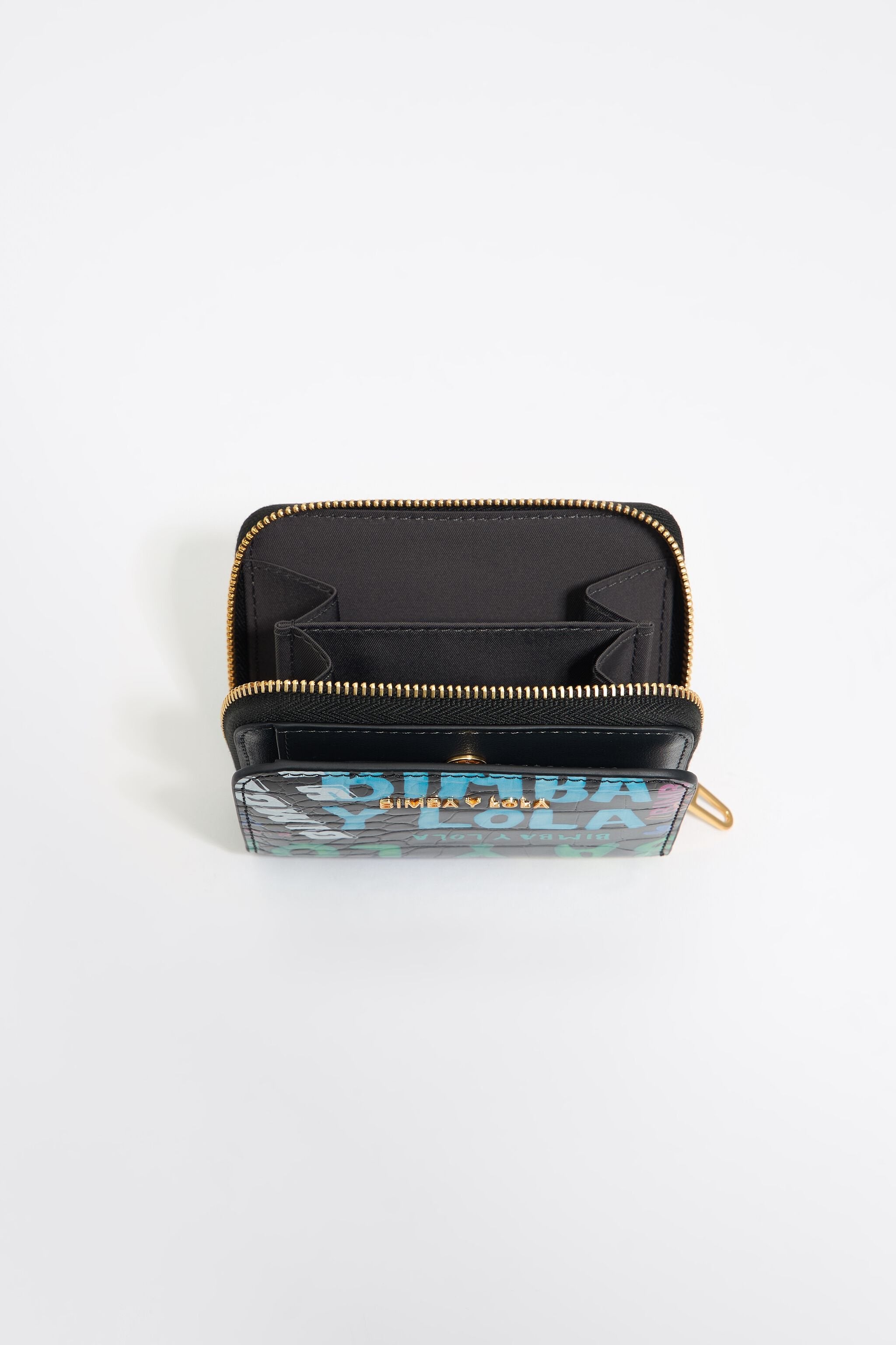 Black mock croc BIMBA logos card holder