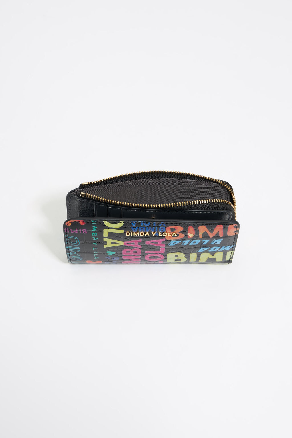 Black mock croc BIMBA logos purse